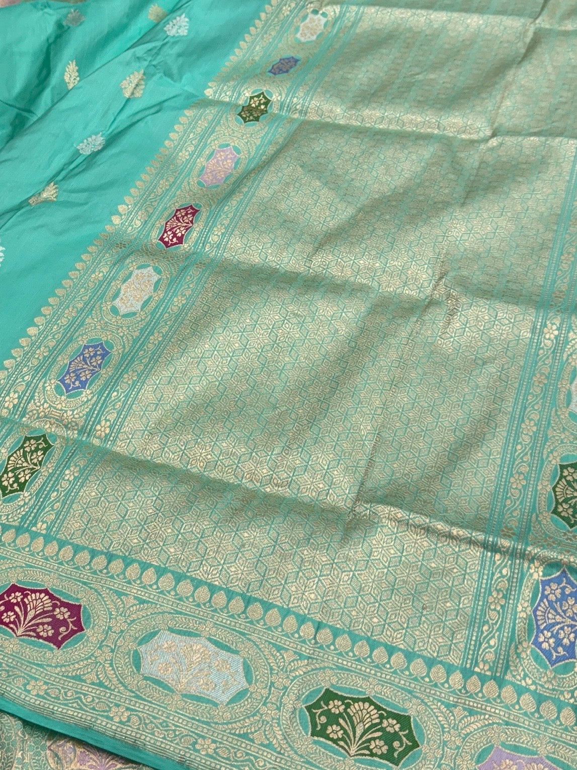 Sea Green Handwoven Pure Banarasi Silk Saree
