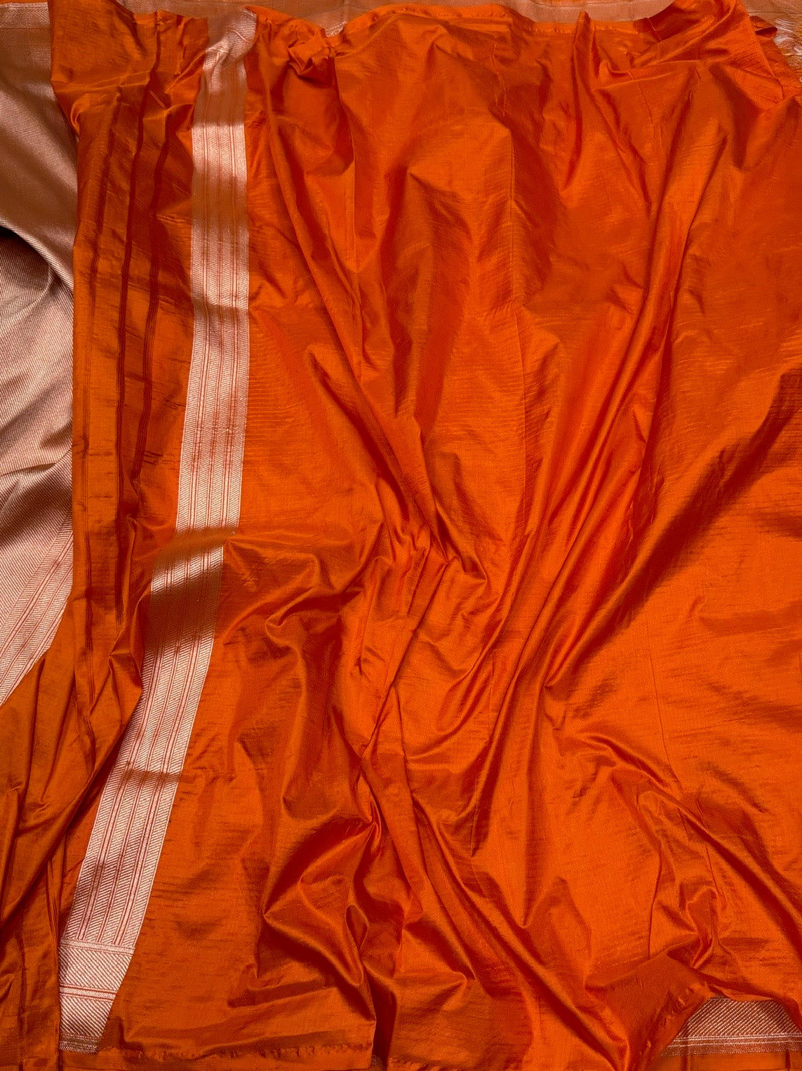 Orange Banarasi Pure Silk Brocade Saree | Luxurious Katan Silk with Intricate Weave