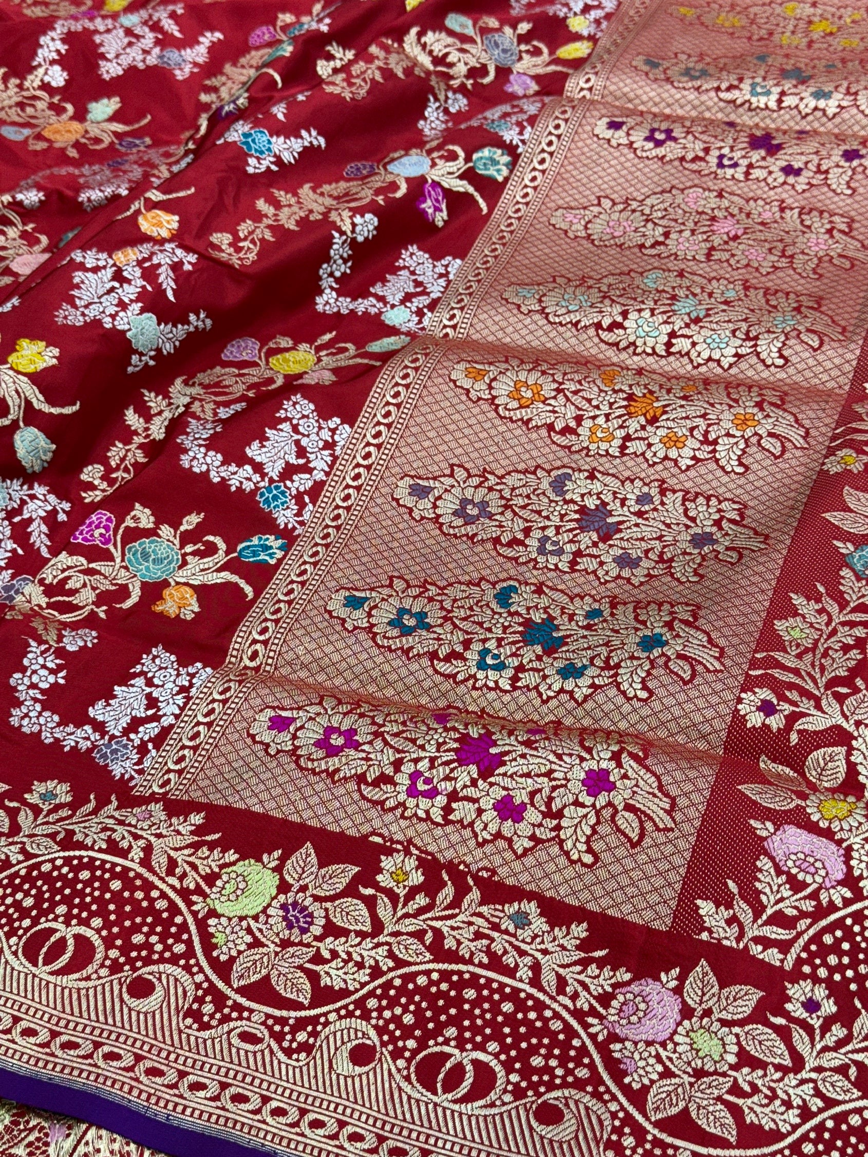 Red Handwoven Pure Banarasi Silk Saree