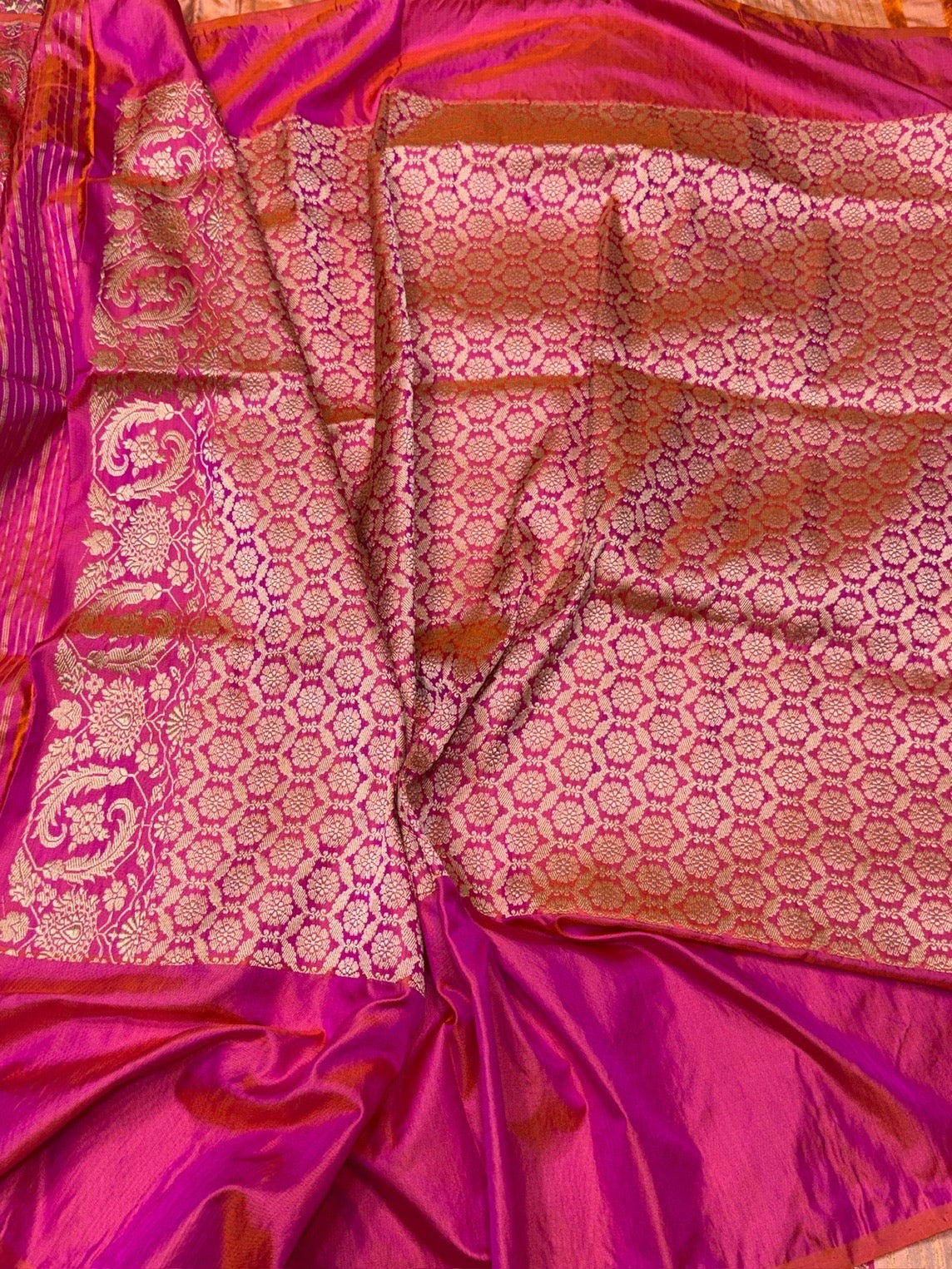 Peach Handwoven Pure Banarasi Ektara Silk Saree