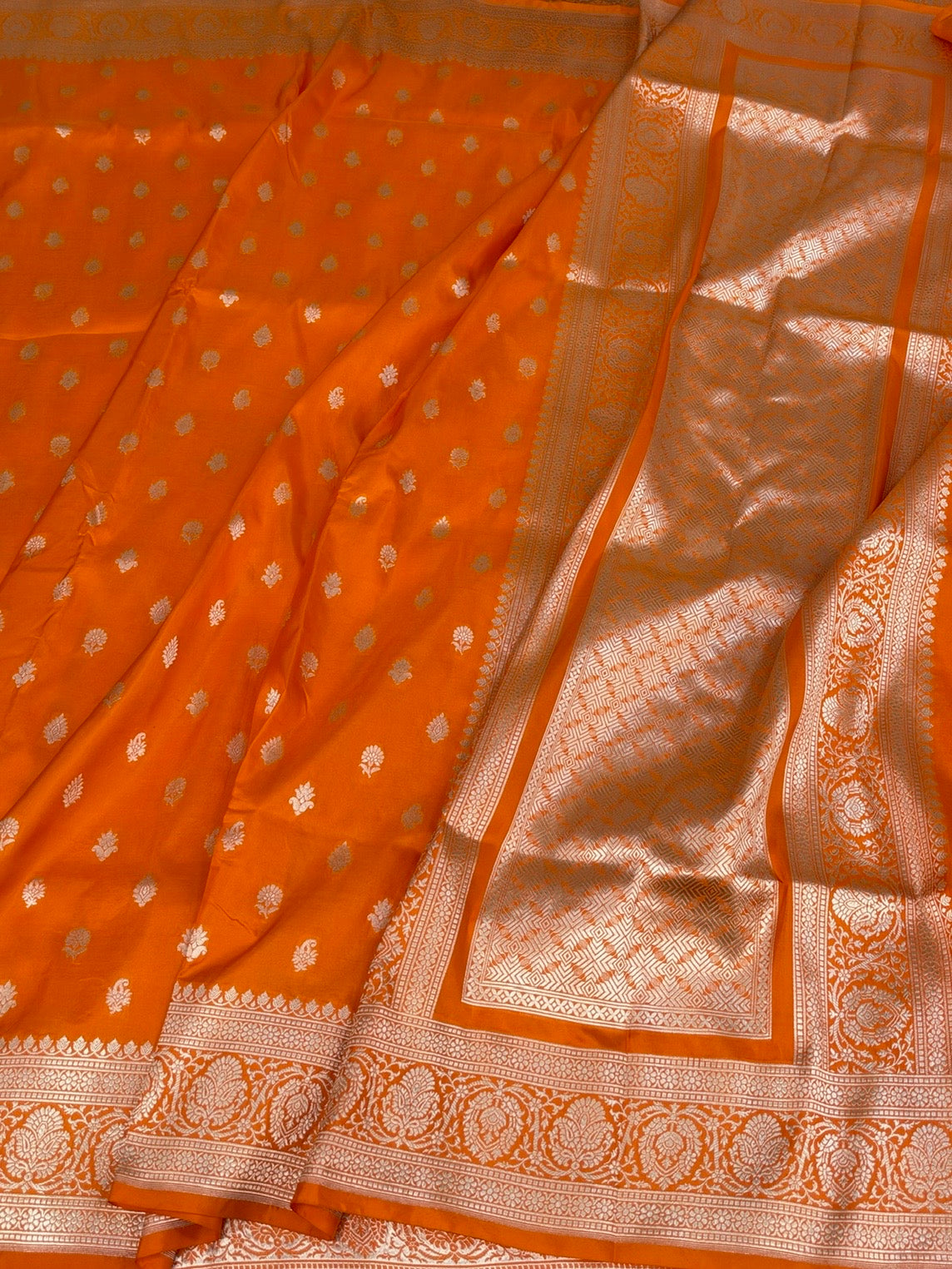 Orange Banarasi Pure Katan Silk Saree