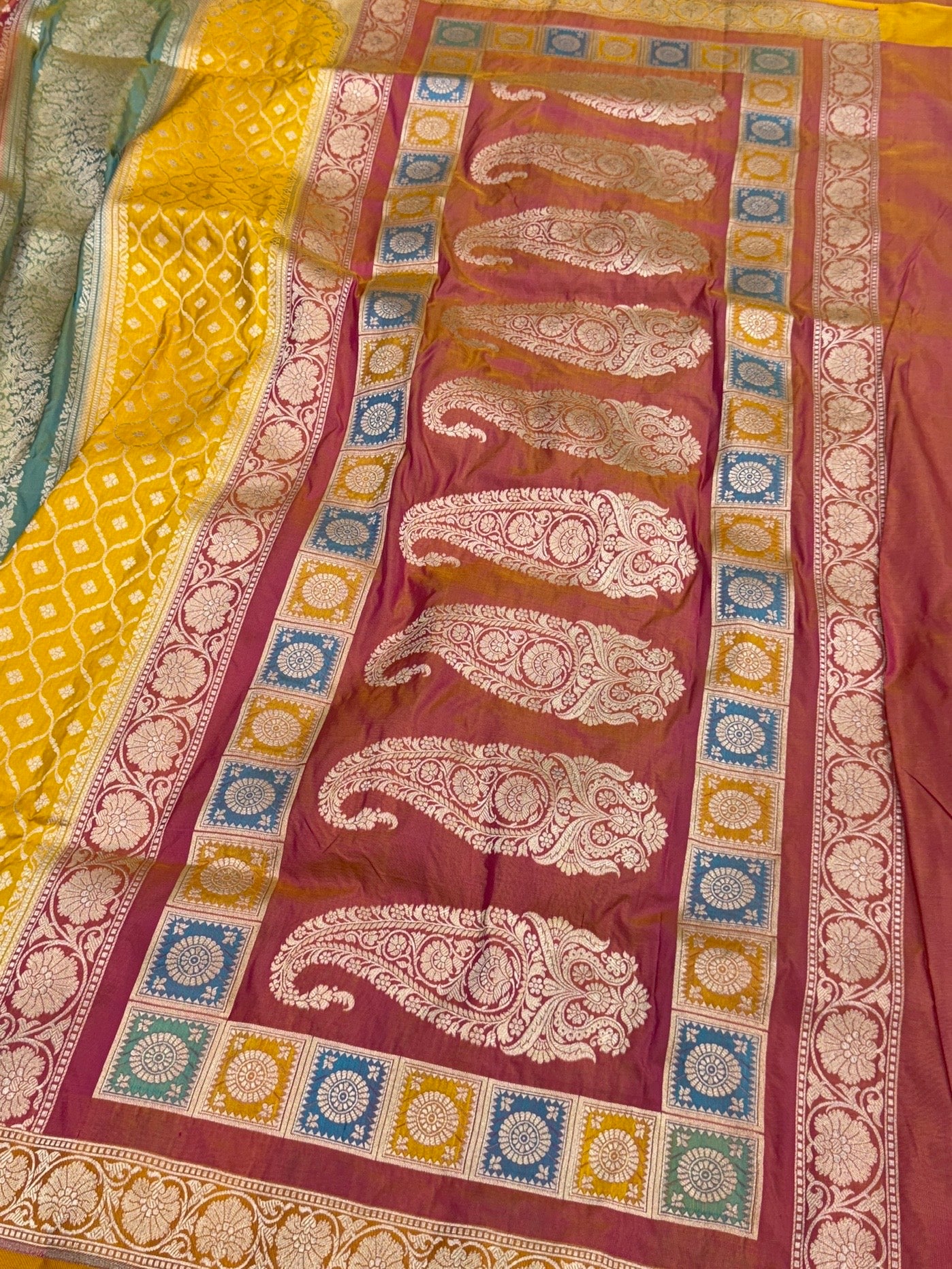 Multicolour Banarasi Pure Silk Saree β Cutwork Weave in 100% Pure Katan Silk