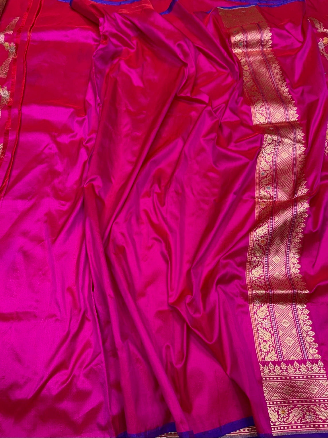 Rani Pink Handwoven Pure Banarasi Silk Saree