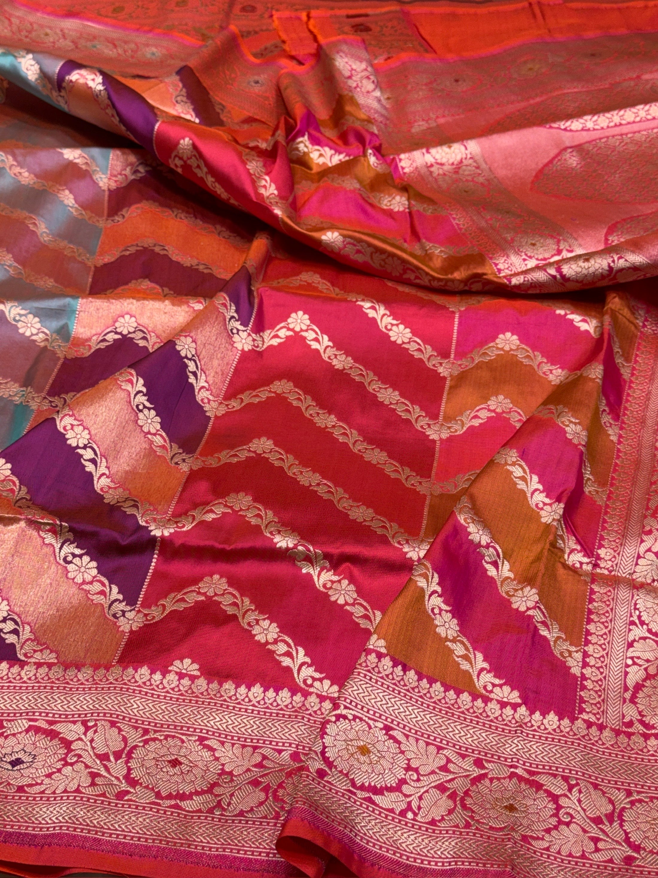 Multicolour Banarasi Pure Silk Saree