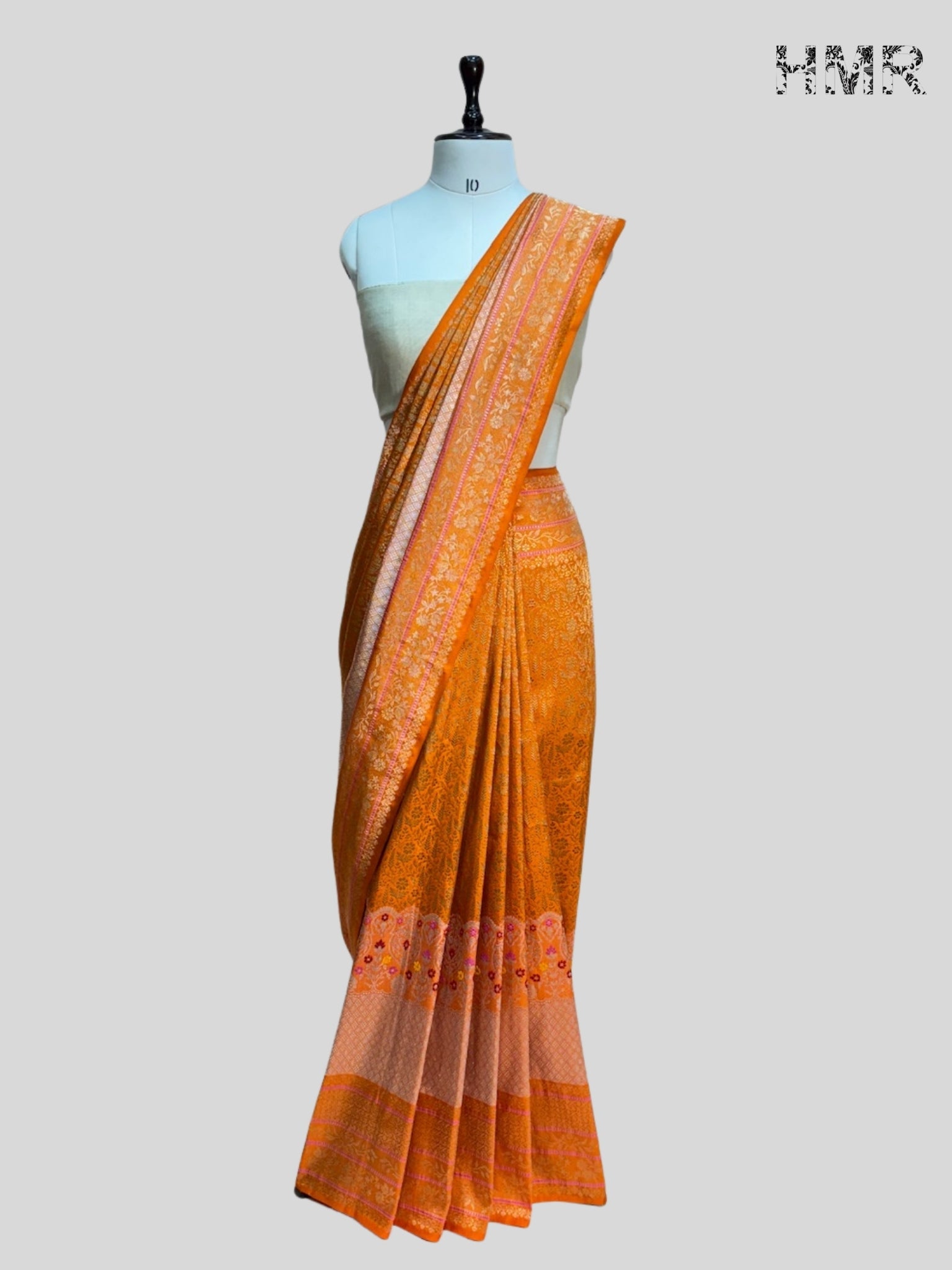 Orange Handwoven Pure Banarasi Silk Saree