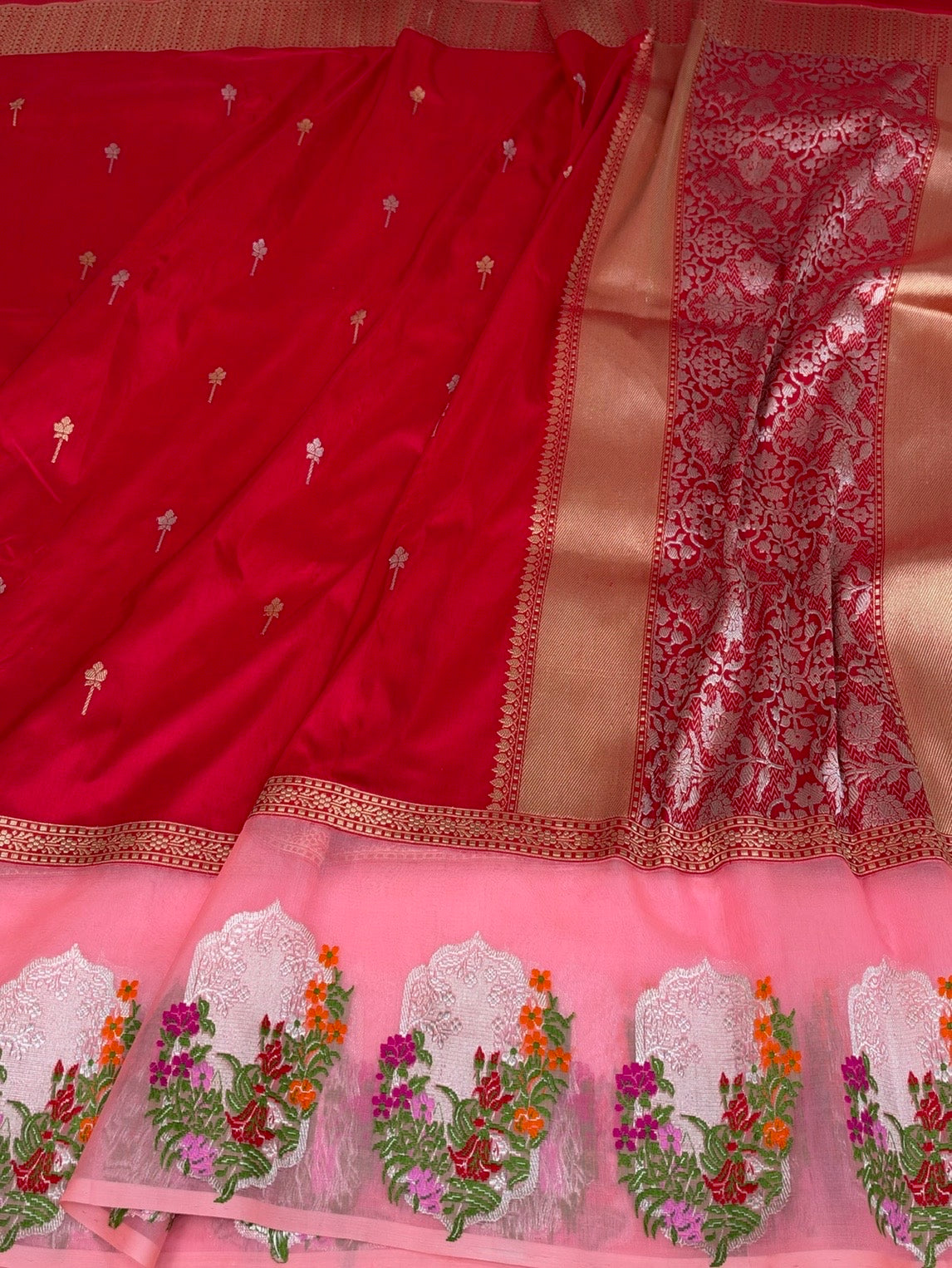 Red Handwoven Pure Banarasi Katan Silk Saree