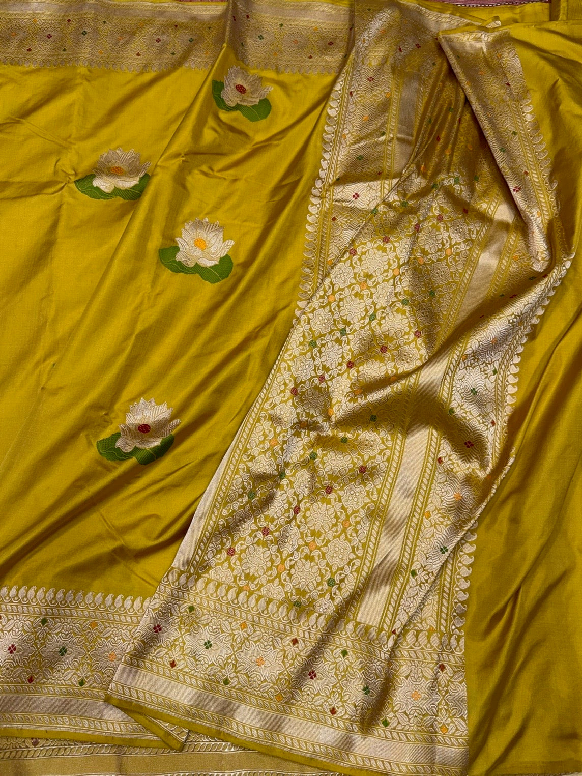 Mustard Yellow Handwoven Pure Banarasi Ektara Silk Saree