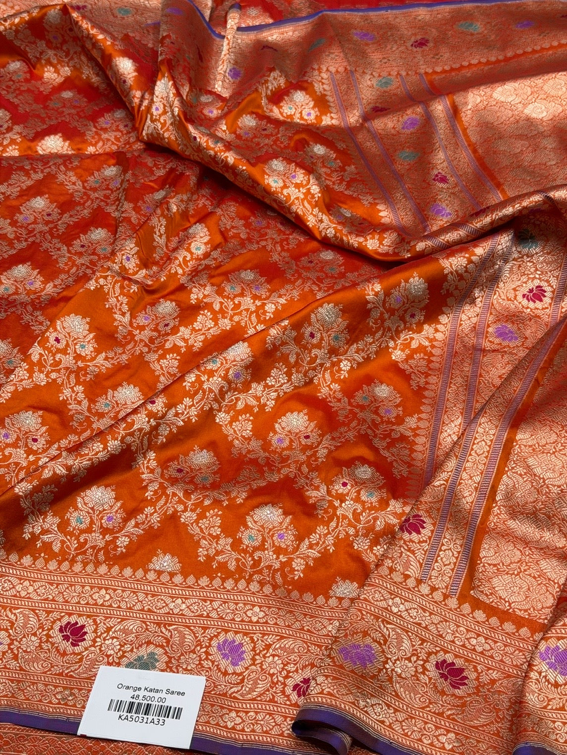 Burnt Orange Handwoven Pure Banarasi Silk Saree