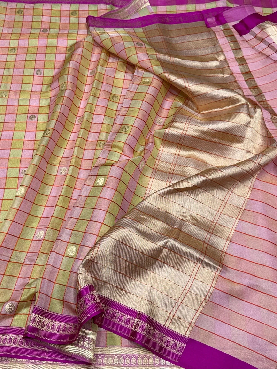Baby Pink Handwoven Pure Banarasi Tissue Saree