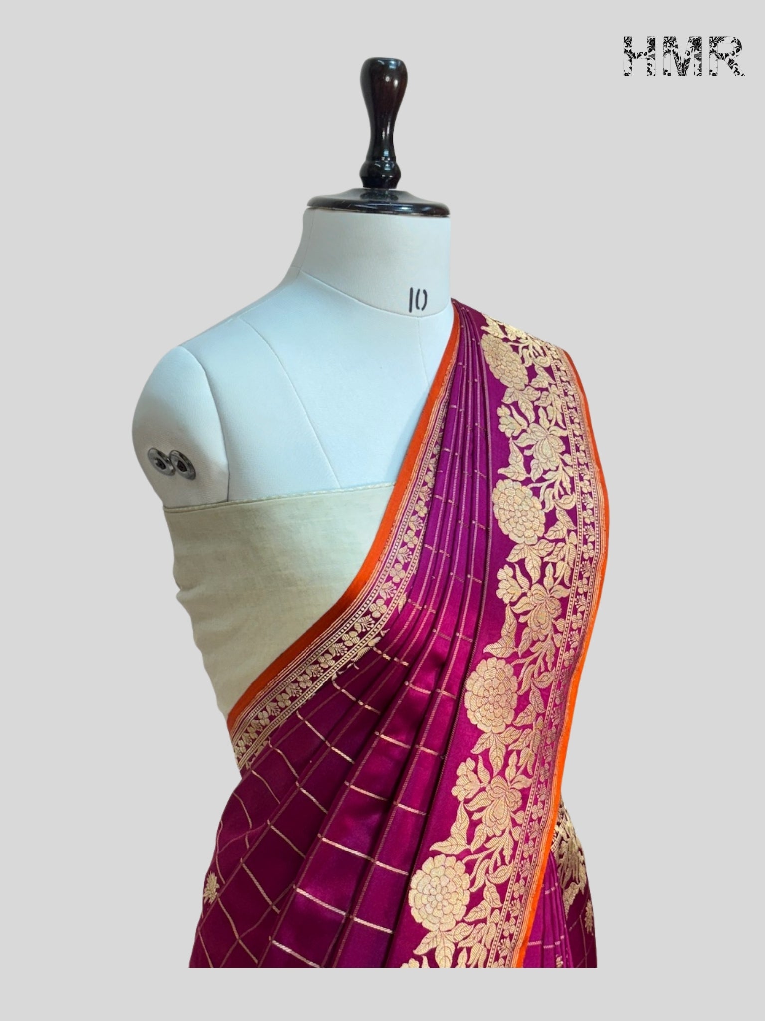 Magenta Pink Handwoven Banarasi Mashru Satin Silk Saree