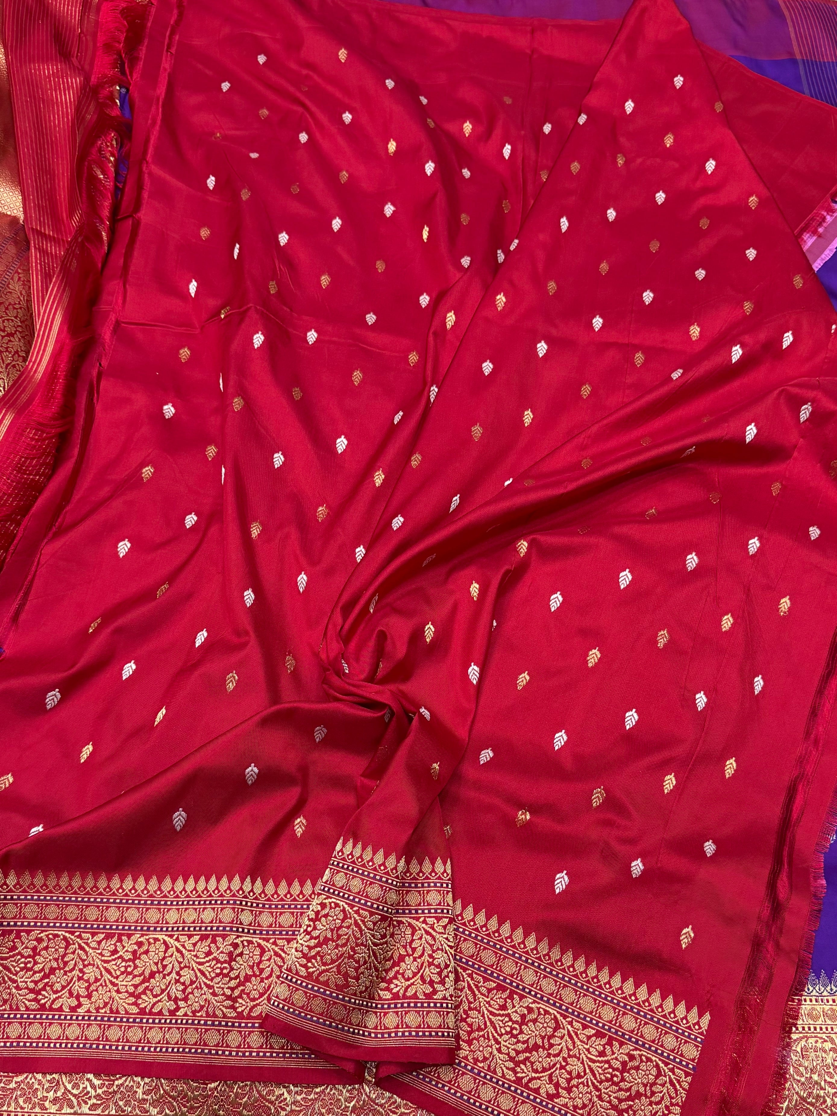 Purple Handwoven Banarasi Ektara Pure Silk Saree