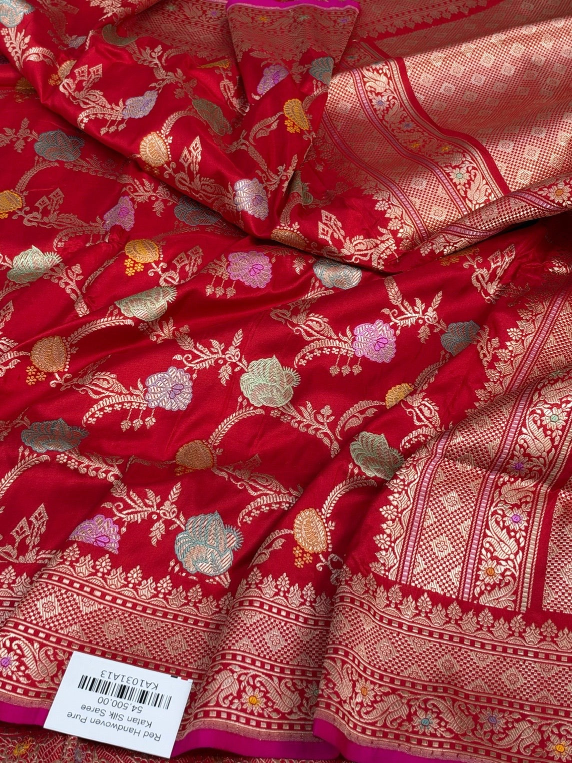Red Handwoven Pure Banarasi Silk Saree | Pure Katan Silk