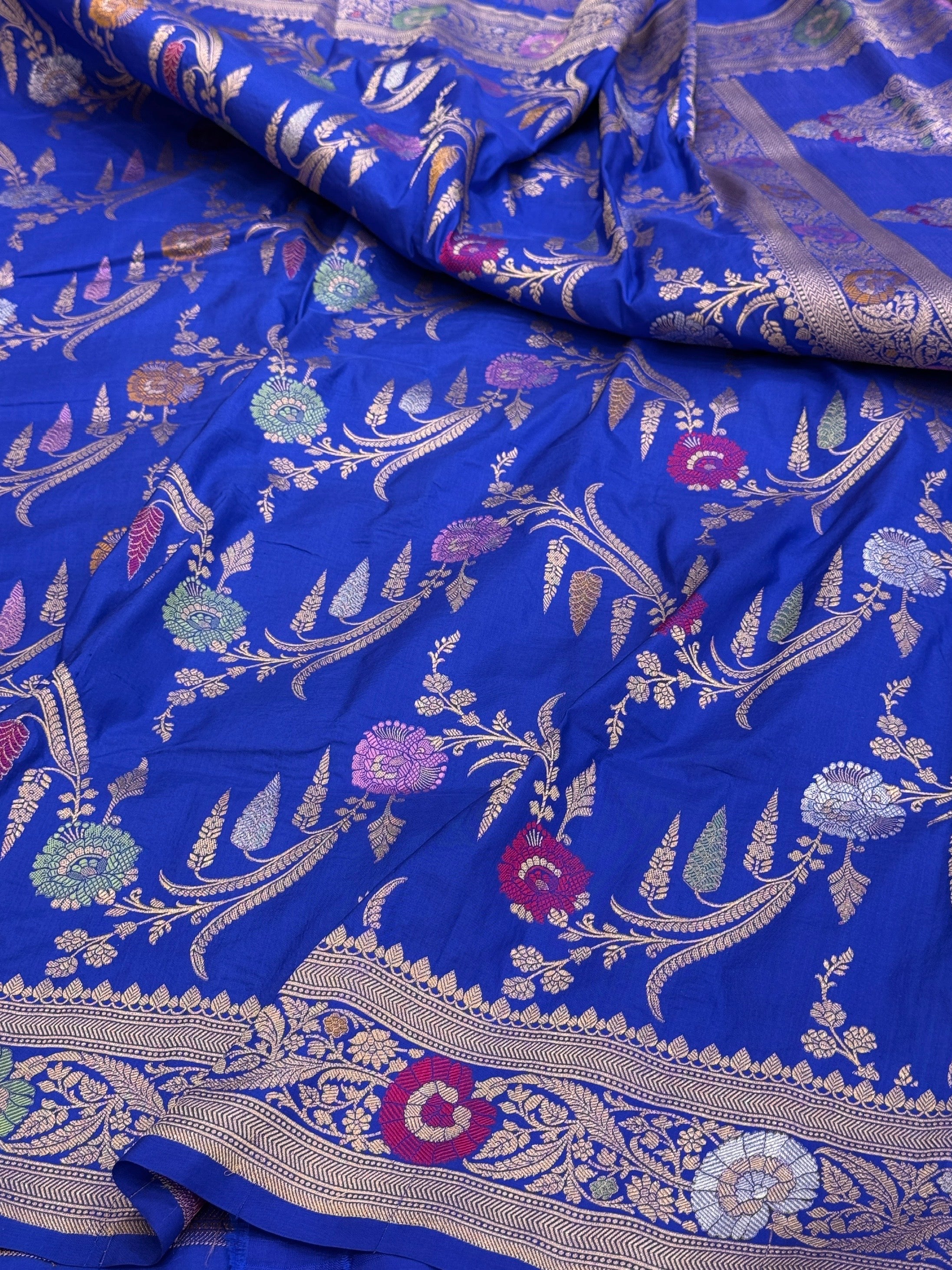 Royal Blue Banarasi Minakari Pure Silk Saree