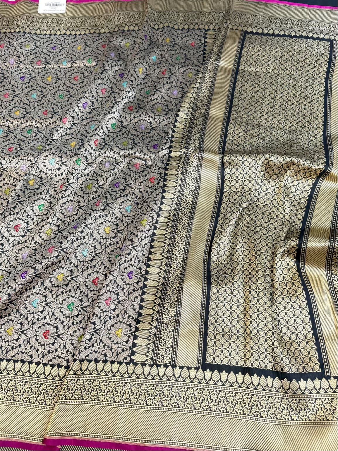 Black Handwoven Pure Banarasi Katan Silk Brocade Saree