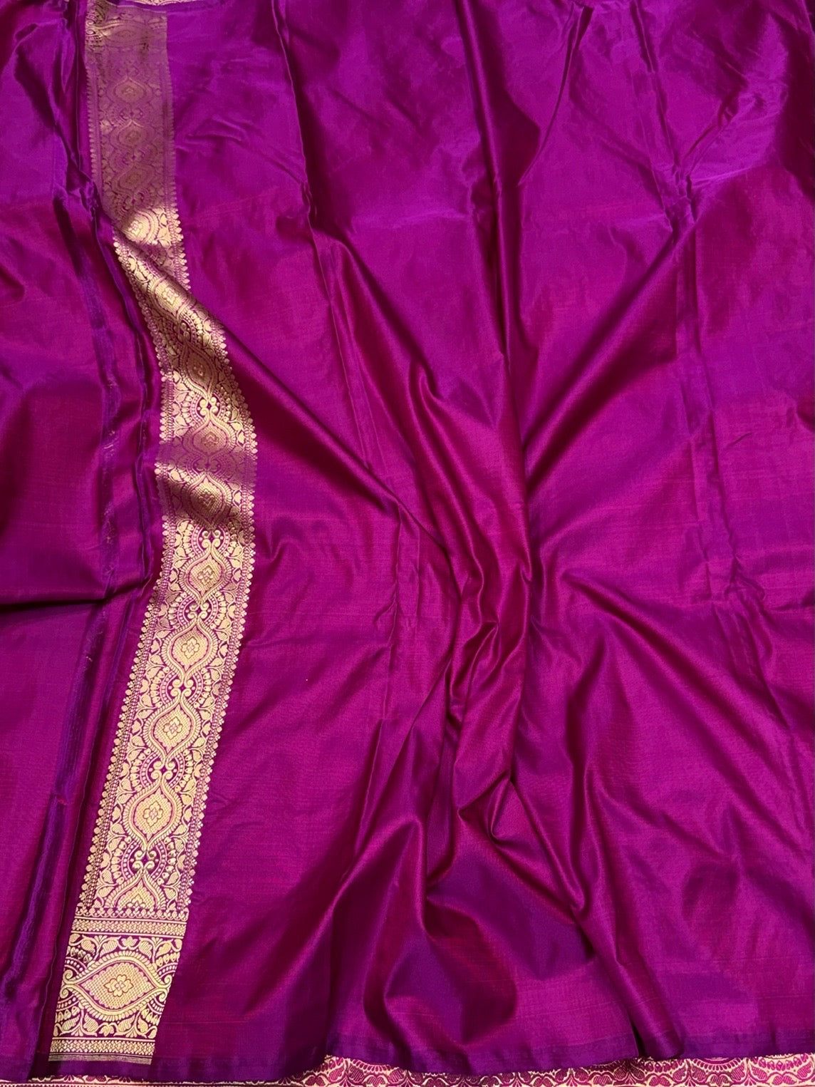 Magenta Pink Handwoven Pure Banarasi Satin Tanchoi Silk Saree