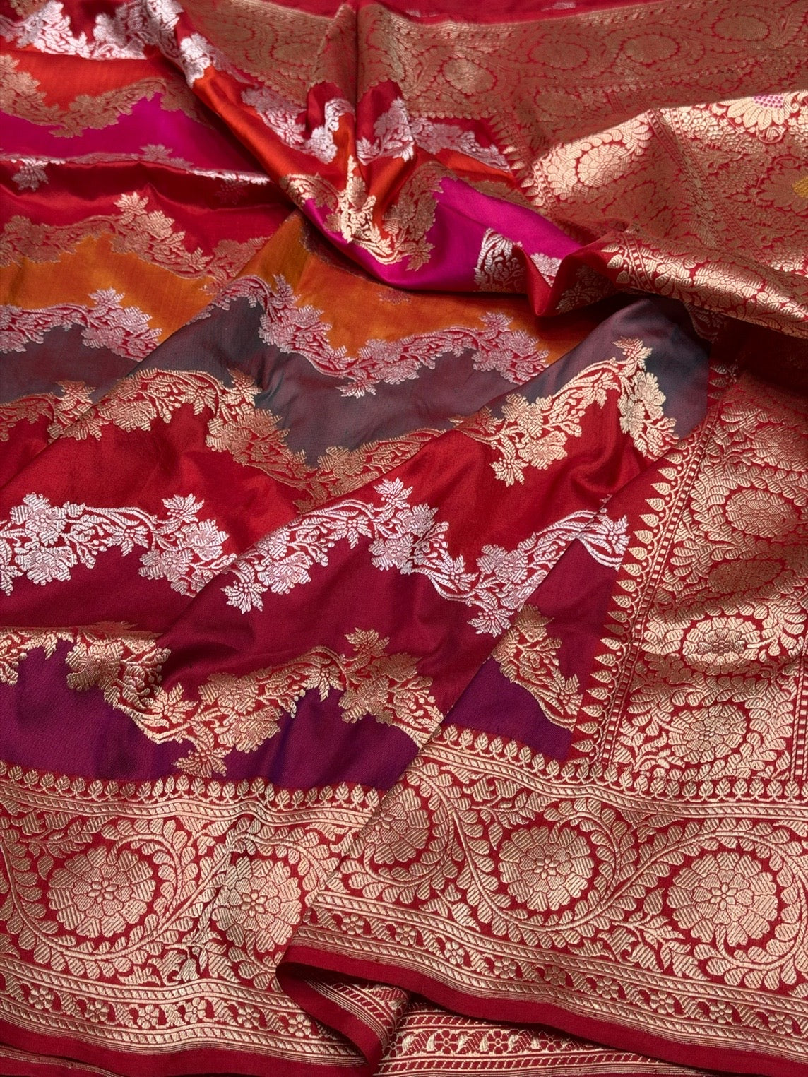 Red Handwoven Pure Banarasi Rangkaat Silk Saree – Luxury Limited Edition Kadwa-Style Handloom