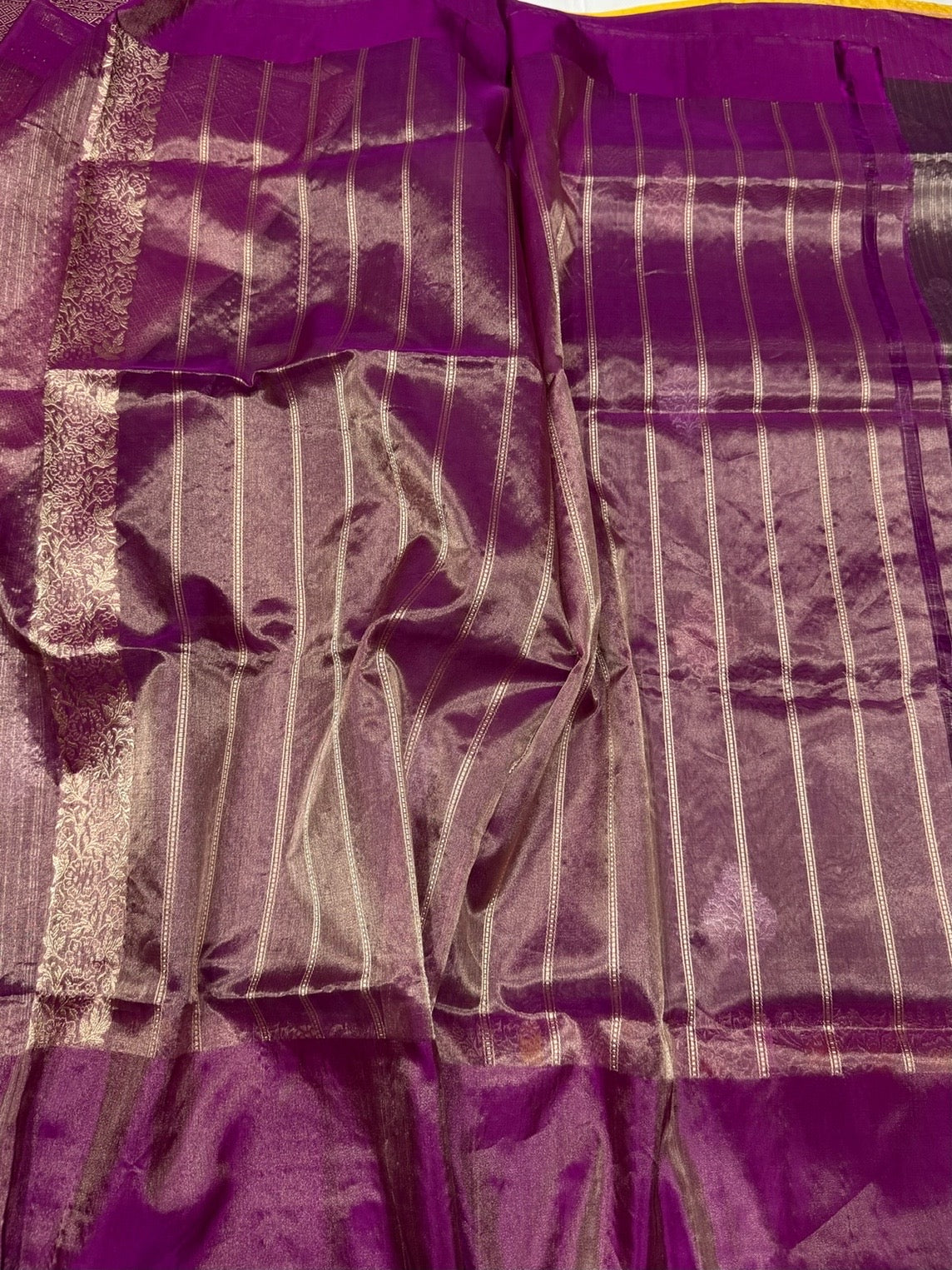 Magenta Pink Handwoven Pure Banarasi Kora Tissue Saree