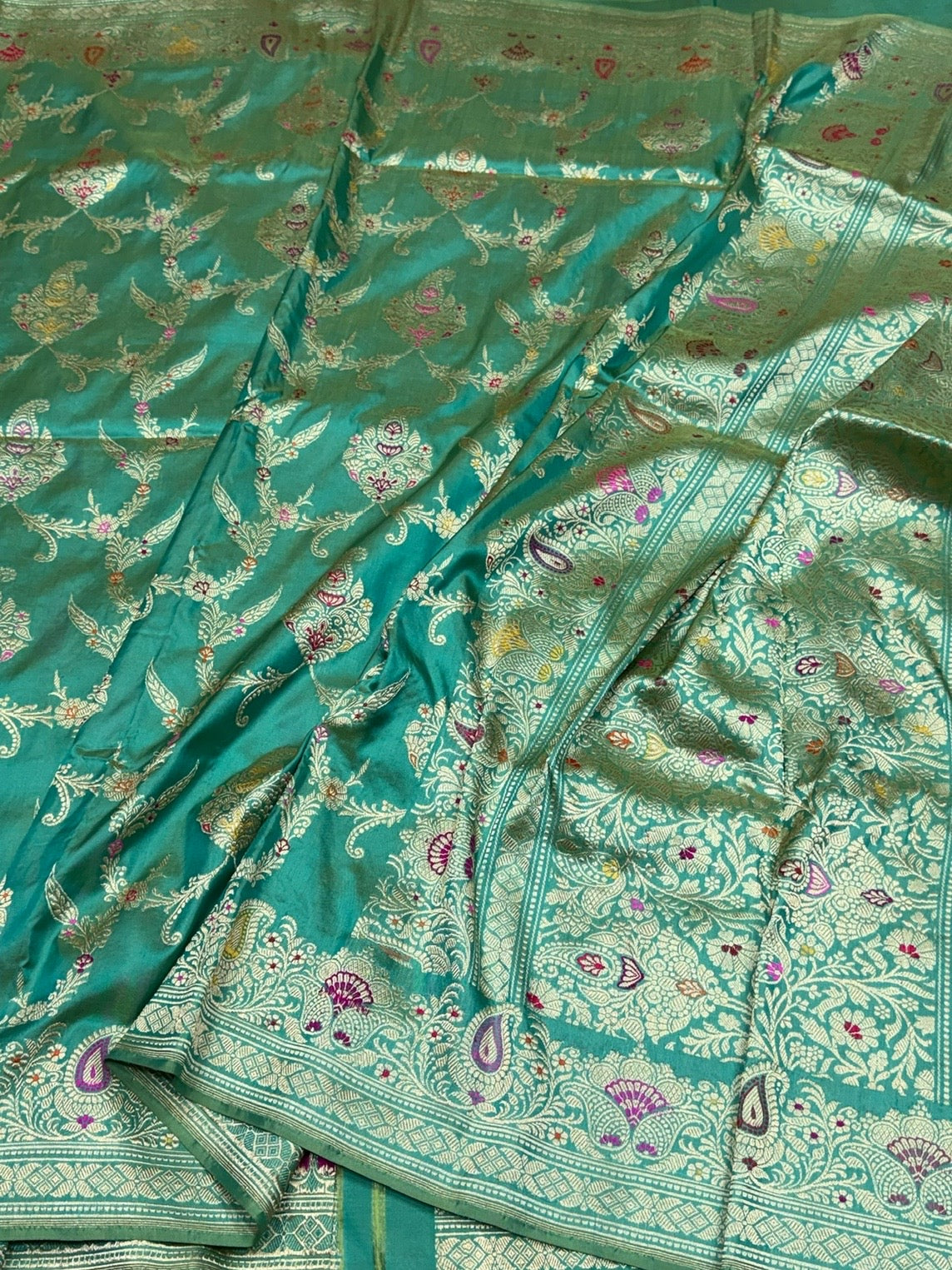Sea Green Handwoven Pure Banarasi Silk Saree