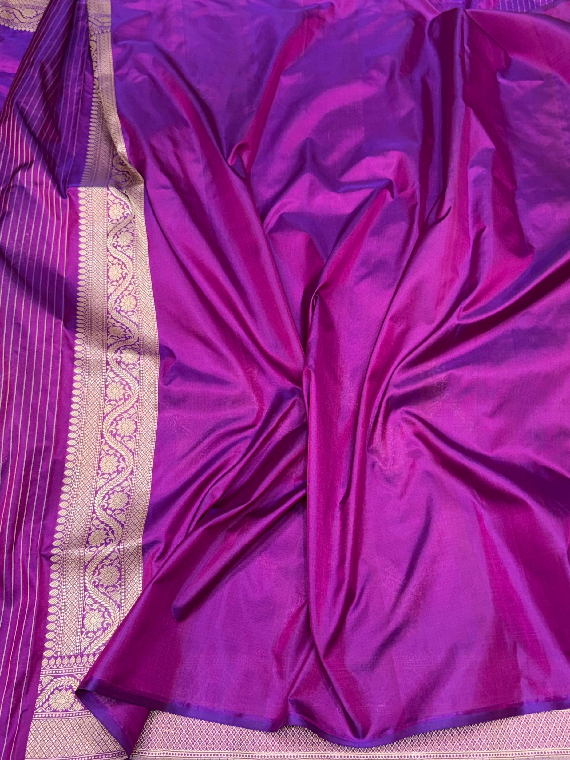Purple Handwoven Pure Banarasi Silk Saree – Luxury Kadwa Handloom Wedding & Festive Saree