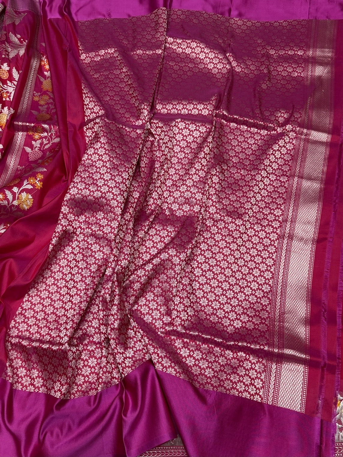 Reddish Pink Handwoven Pure Banarasi Silk Saree