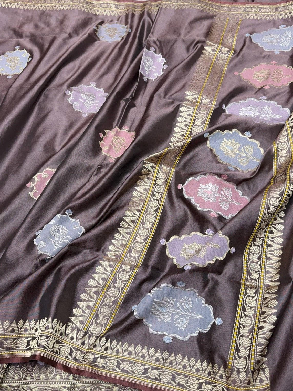 Brown Handwoven Pure Banarasi Ektara Silk Saree