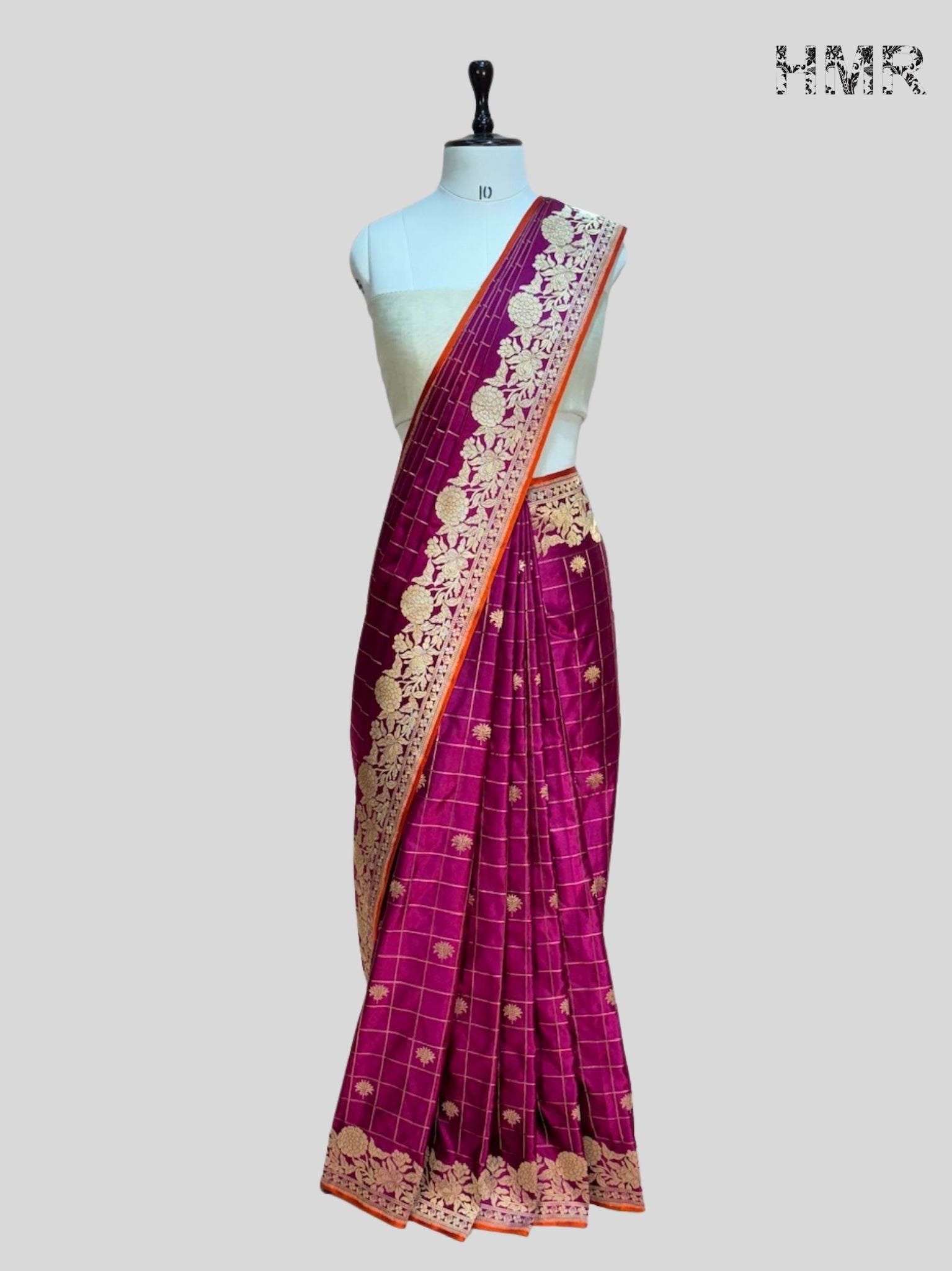 Magenta Pink Handwoven Banarasi Mashru Satin Silk Saree
