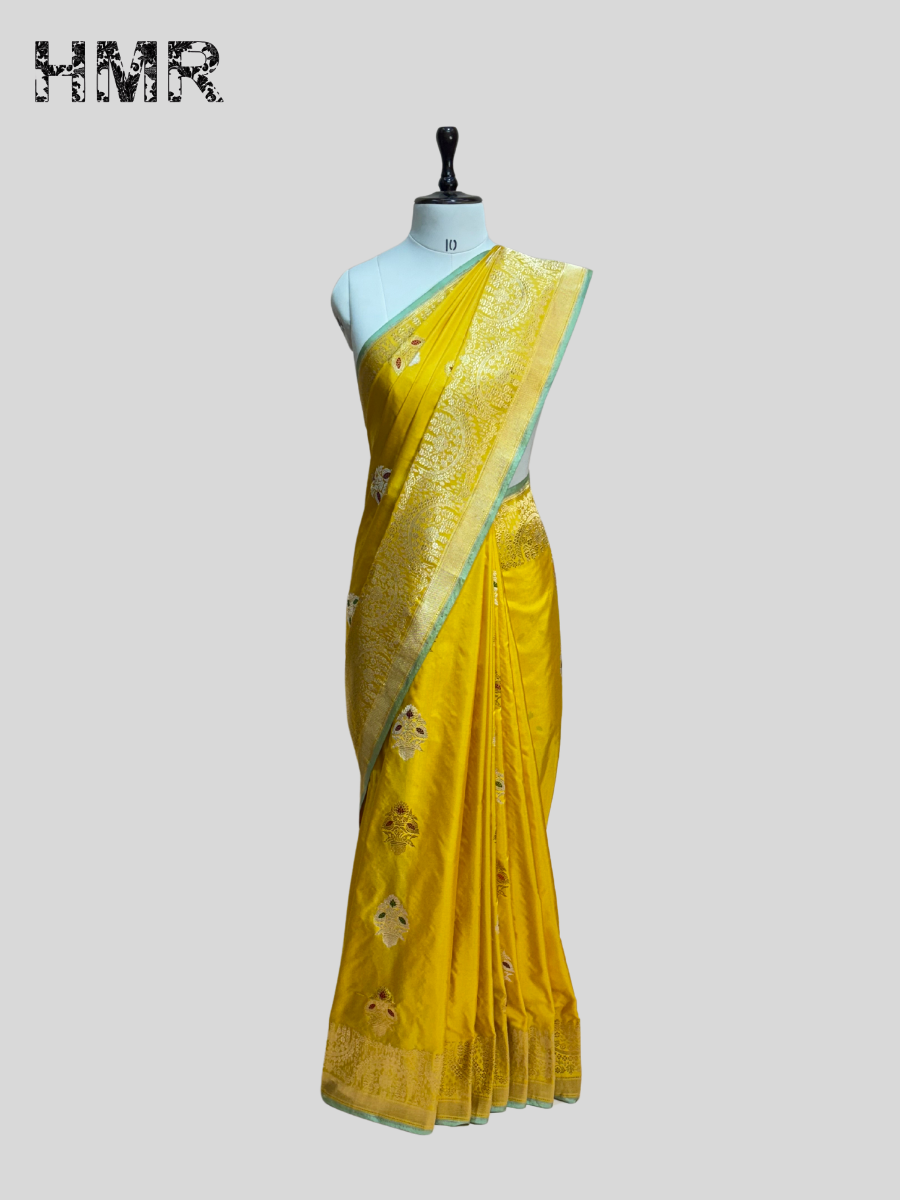 Powder Blue Handwoven Pure Banarasi Silk Saree