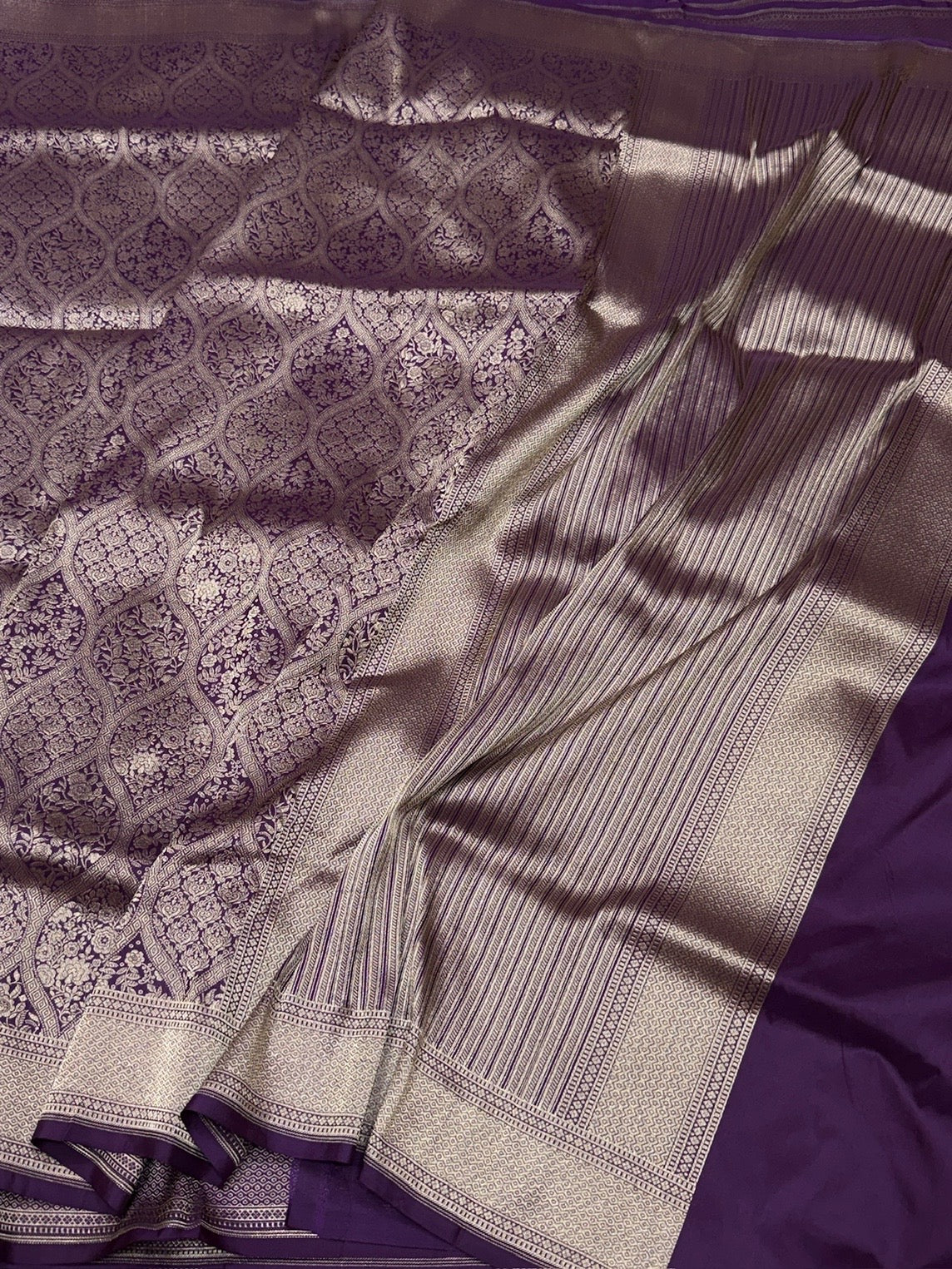 Purple Pure Silk Brocade Saree