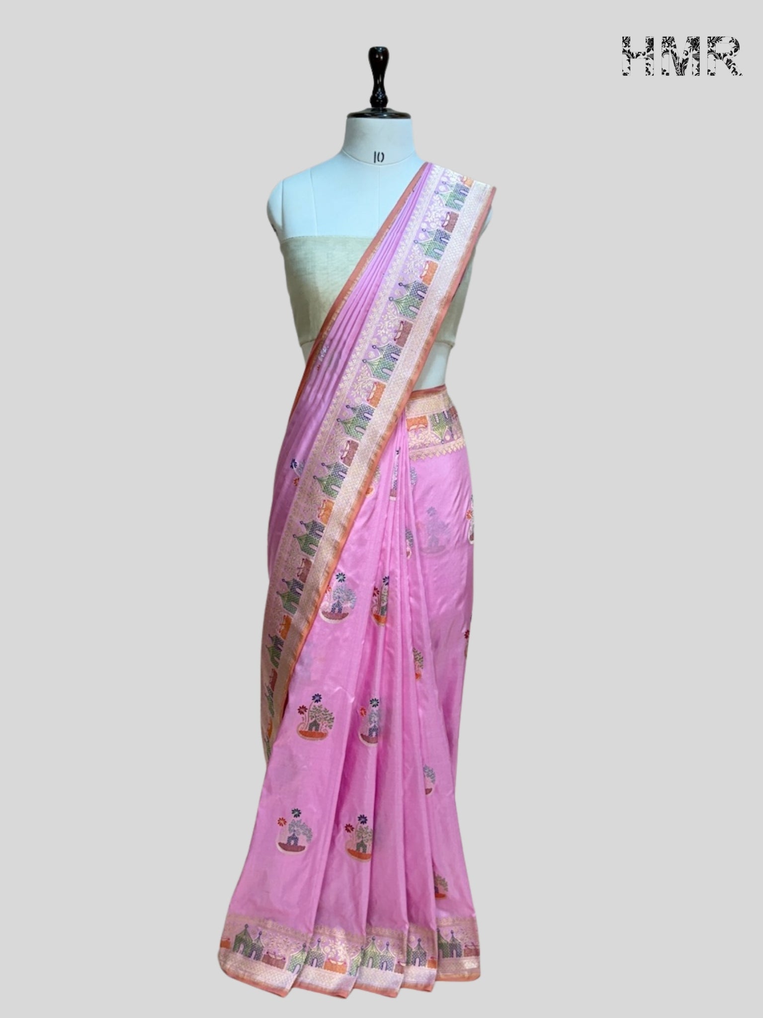Baby Pink Handwoven Banarasi Pure Silk Saree
