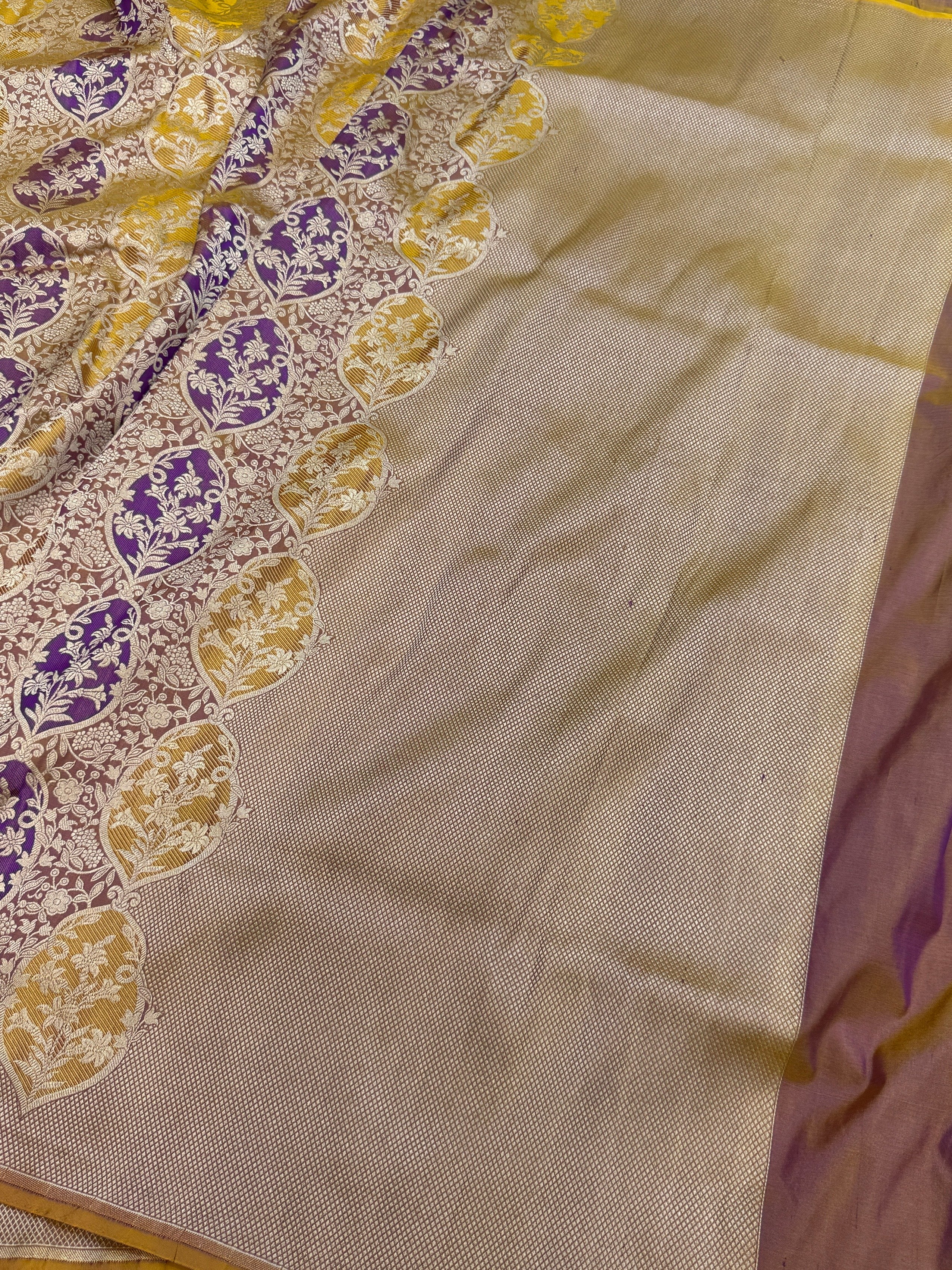 Banarasi Minakari Pure Silk Brocade Saree | 100% Pure Katan Silk Handwoven in Banaras
