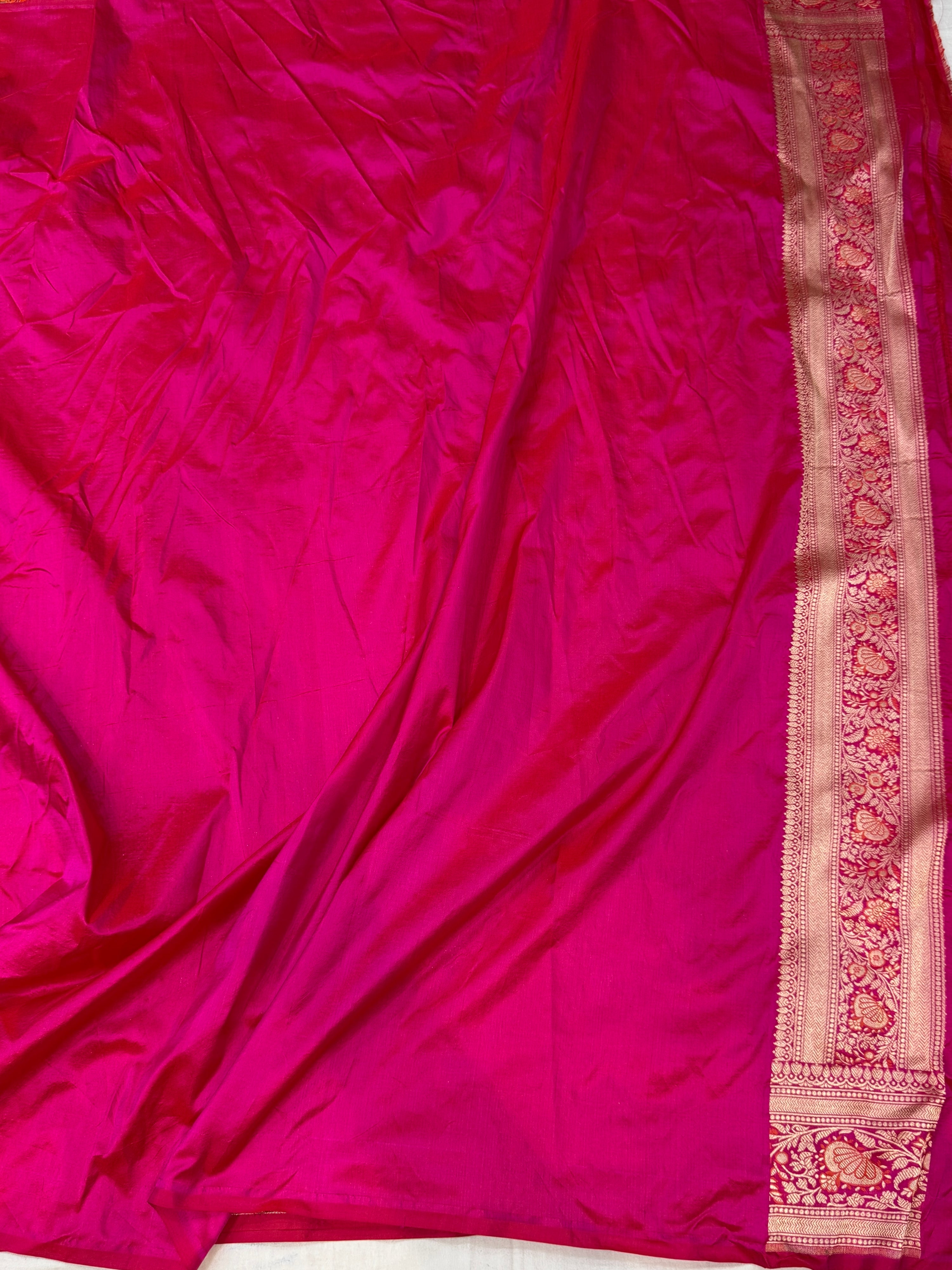Rani Pink Banarasi Minakari Pure Katan Silk Saree
