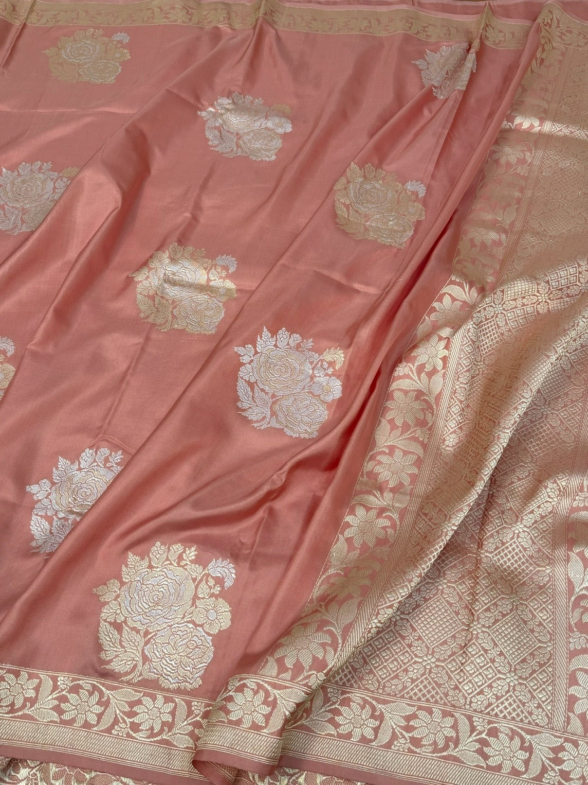 Peach Ektara Handwoven Pure Silk Banarasi Saree