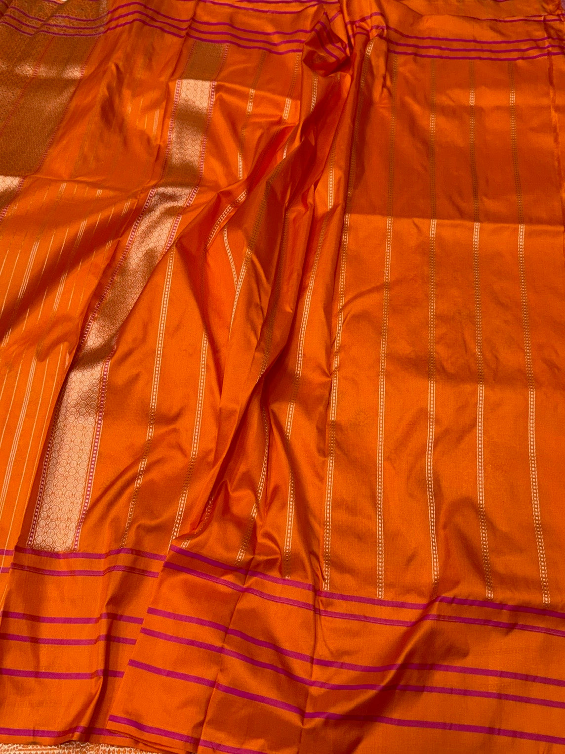 Orange Handwoven Pure Banarasi Silk Saree