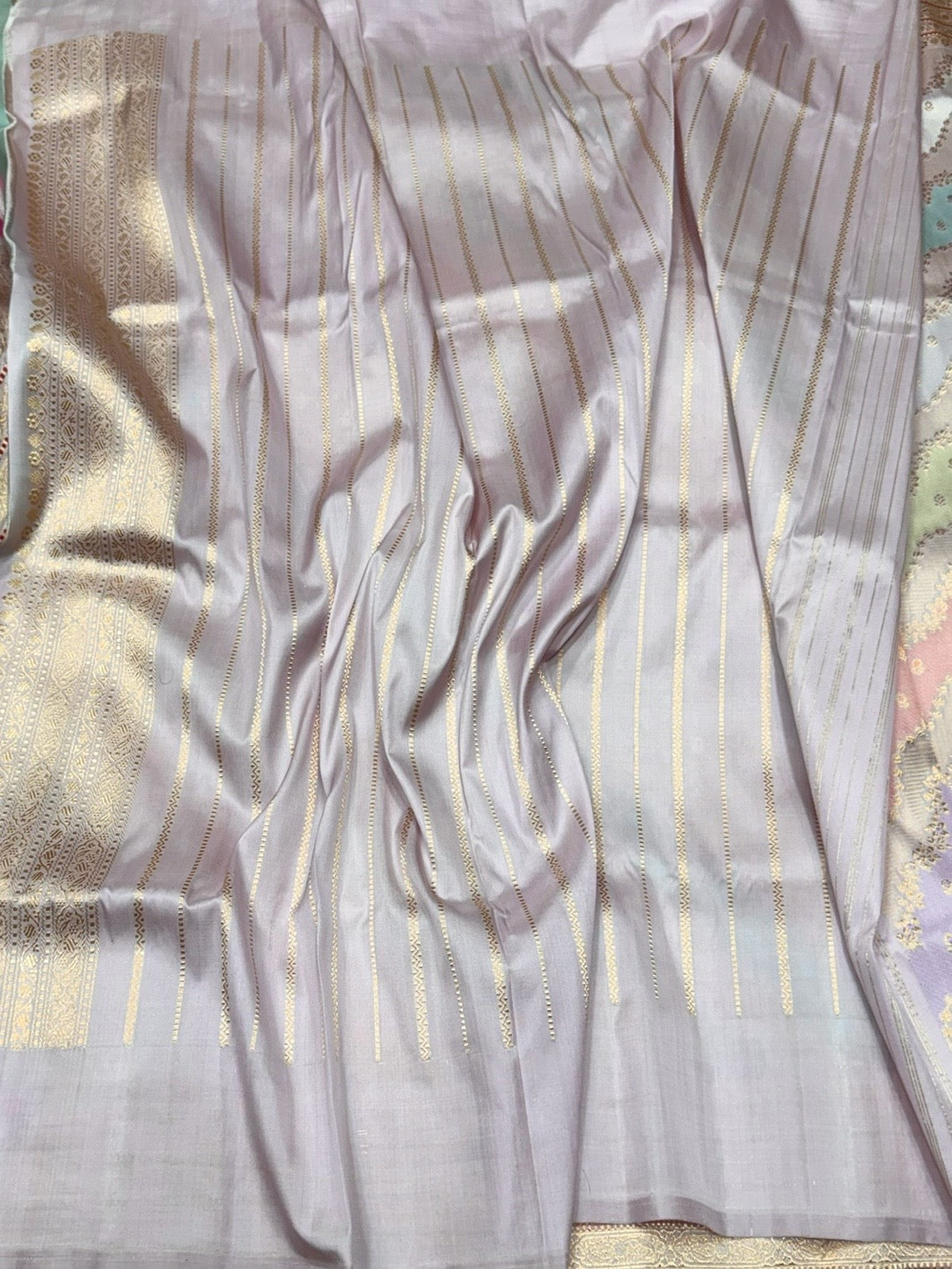 Lilac Handwoven Pure Banarasi Rangkaat Silk Saree