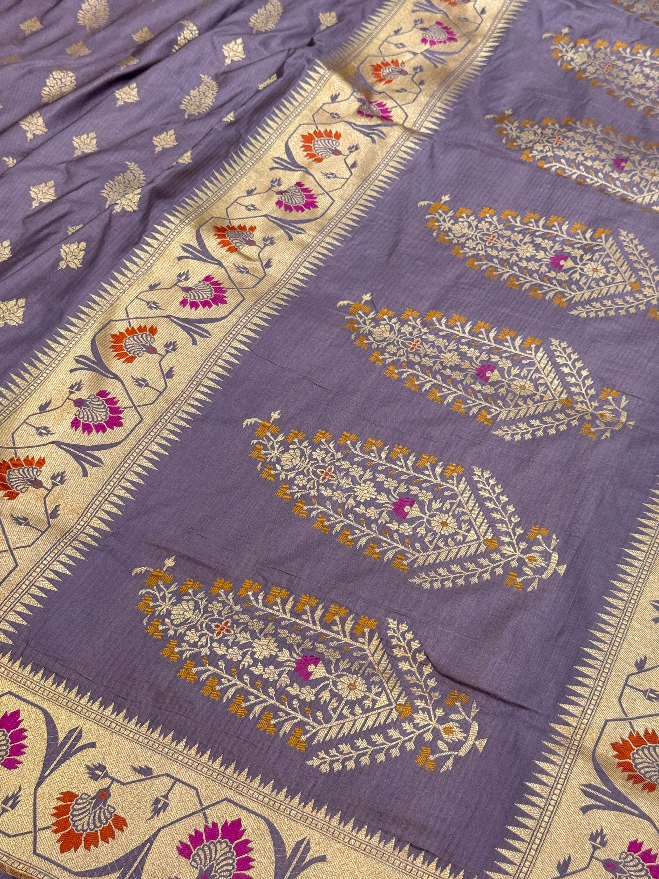 Dusty Lavender Pure Banarasi Paithni Border Saree