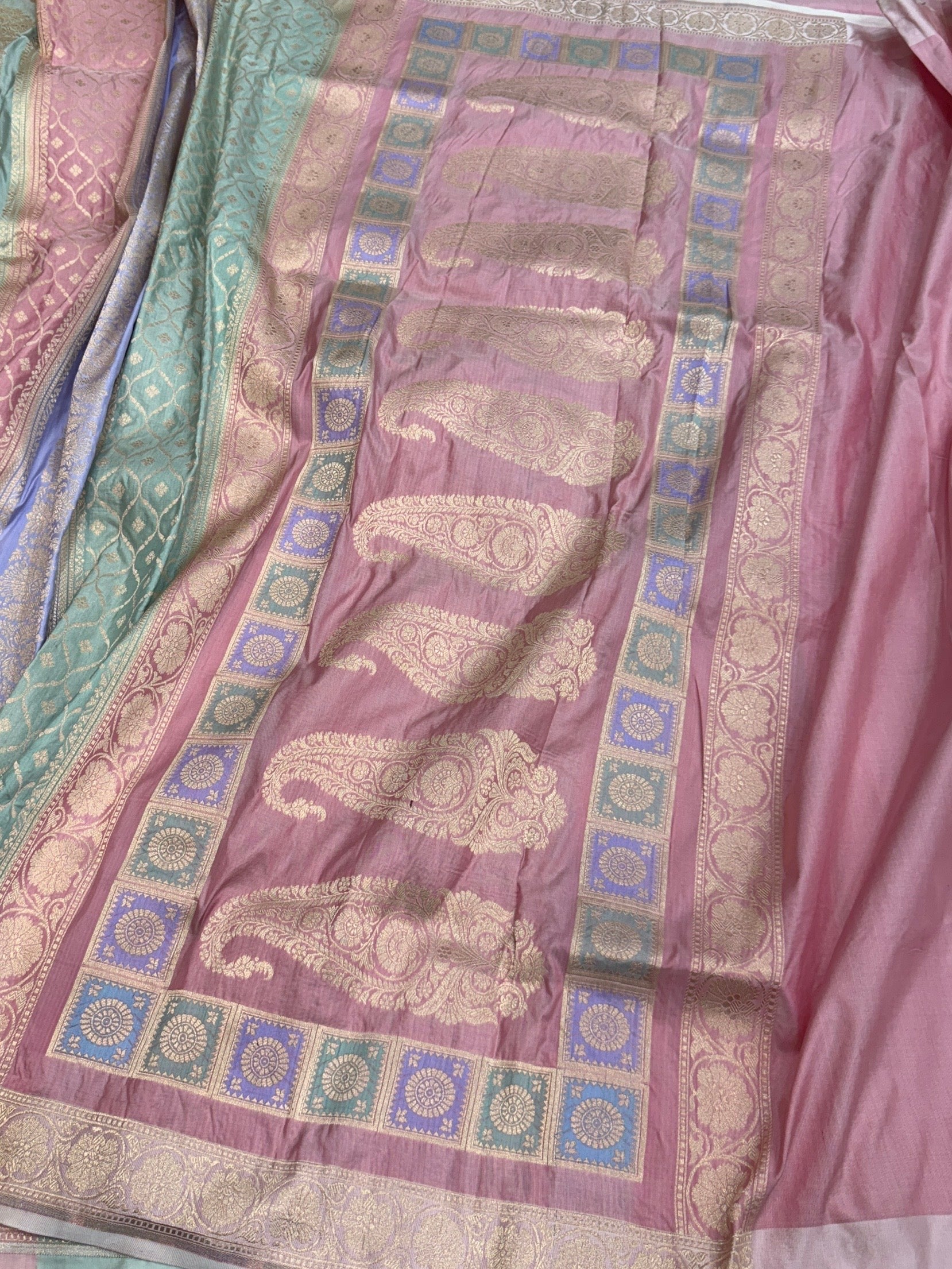 Multicolour Banarasi Pure Silk Saree β Cutwork Weave in 100% Pure Katan Silk