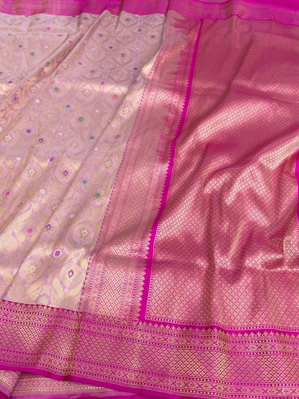 Baby Pink Handwoven Banarasi Pure Silk Brocade Saree