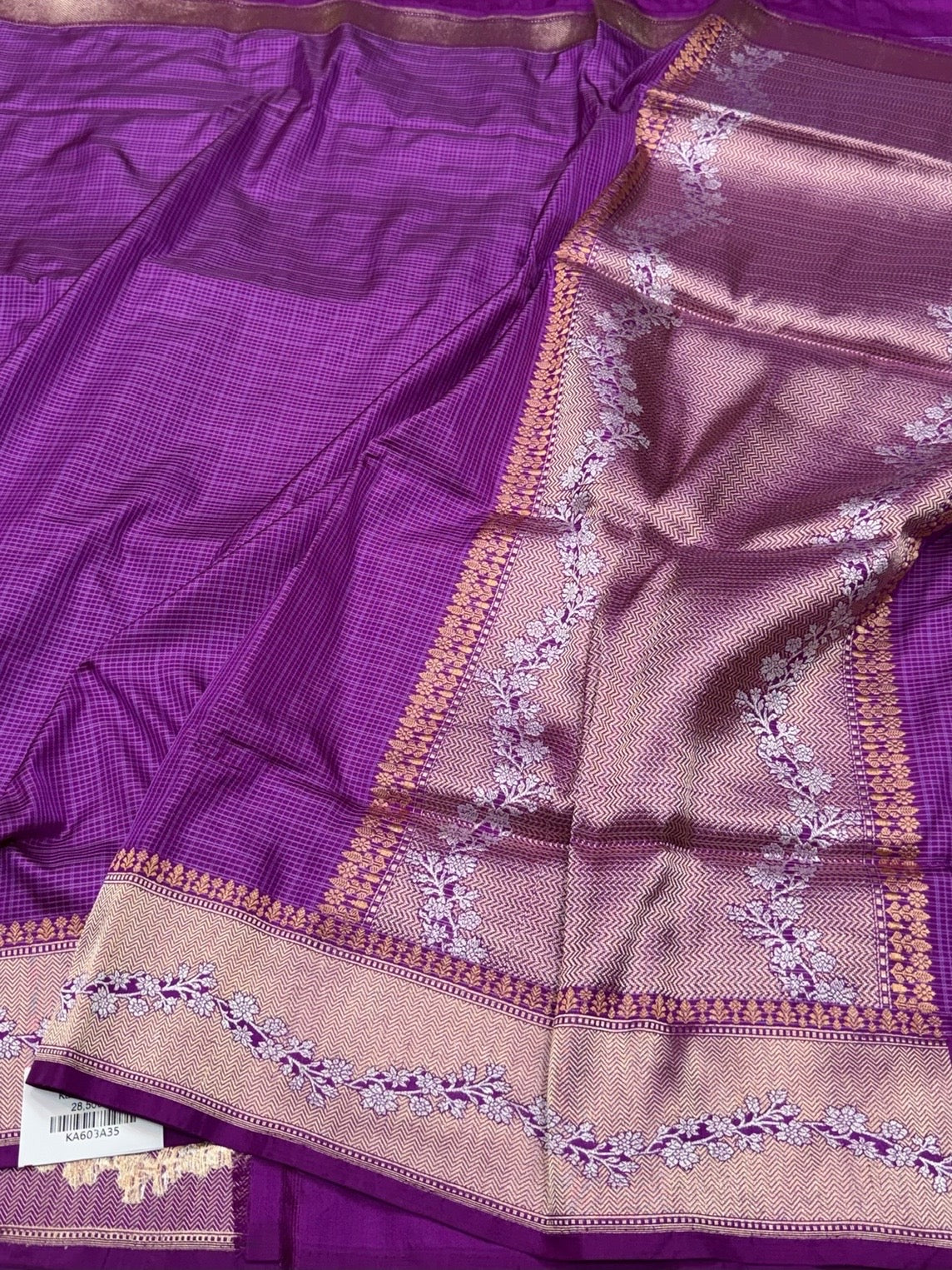 Purple Handwoven Pure Banarasi Silk Saree