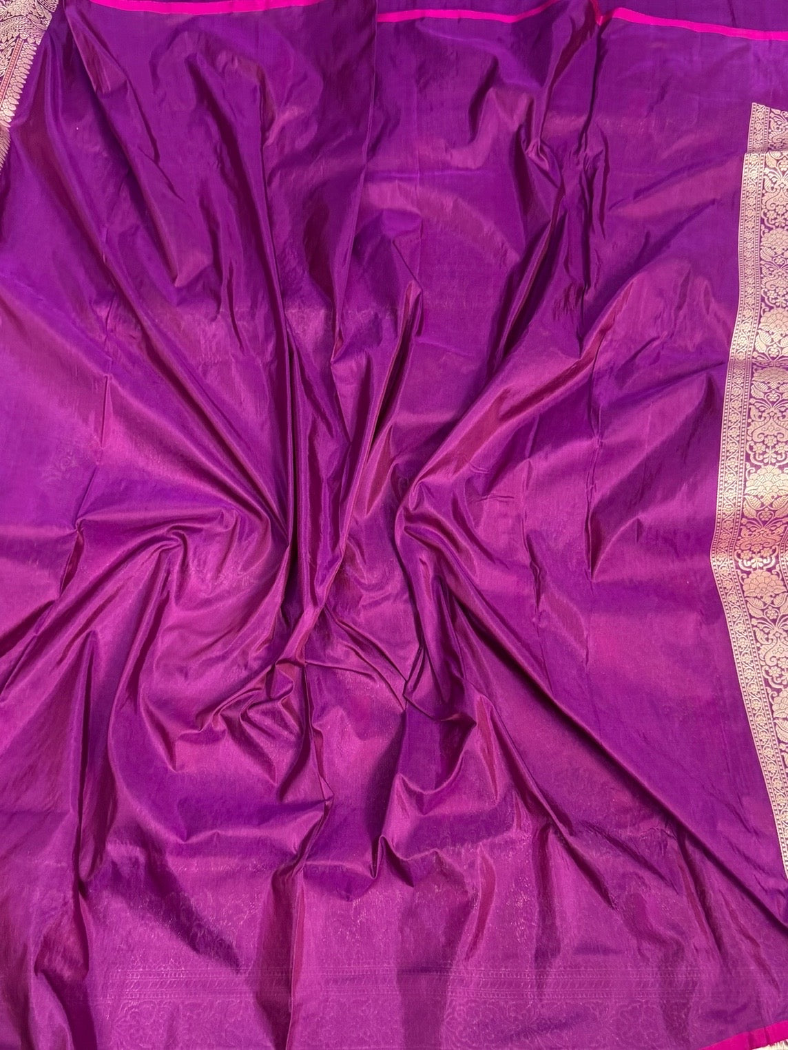 Magenta Handwoven Pure Banarasi Kimkhab Silk Brocade Saree