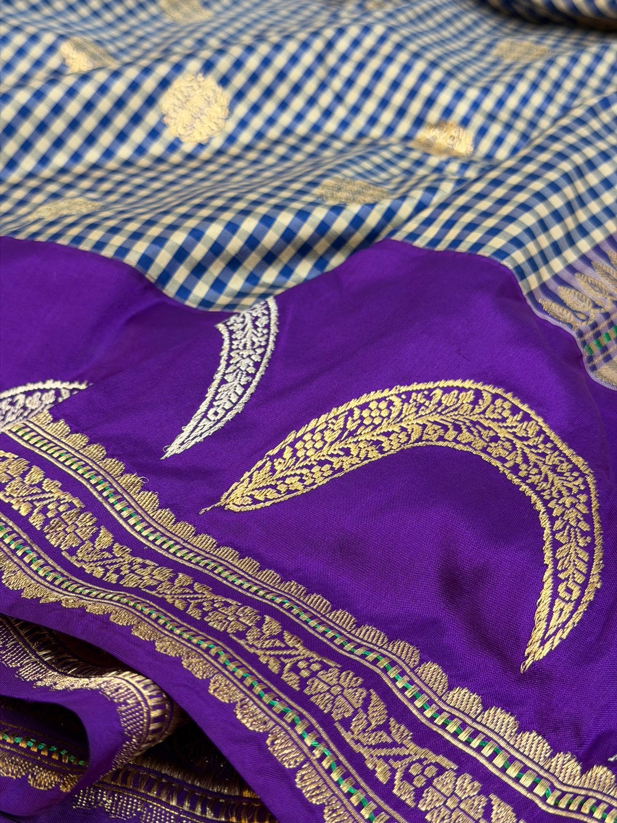 Purple handwoven Pure Banarasi Ektara Silk Saree