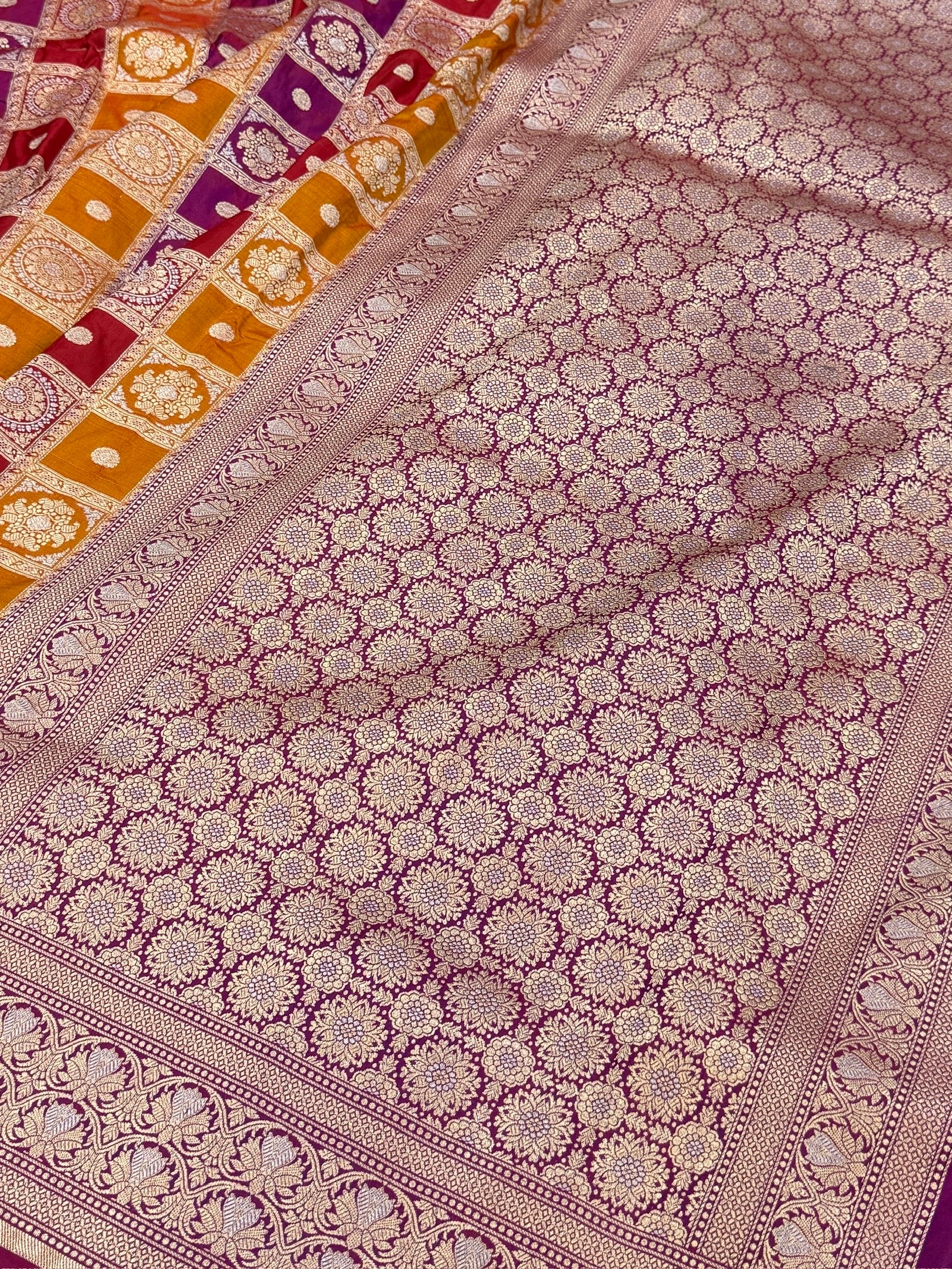 Magenta Pink Sona Rupa Pure Banarasi Silk Saree