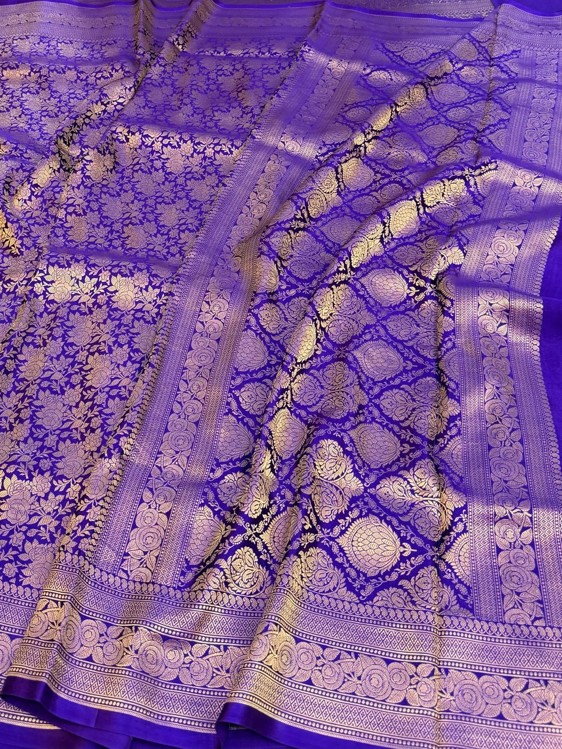 Purple Banarasi Pure Mashru Brocade Saree