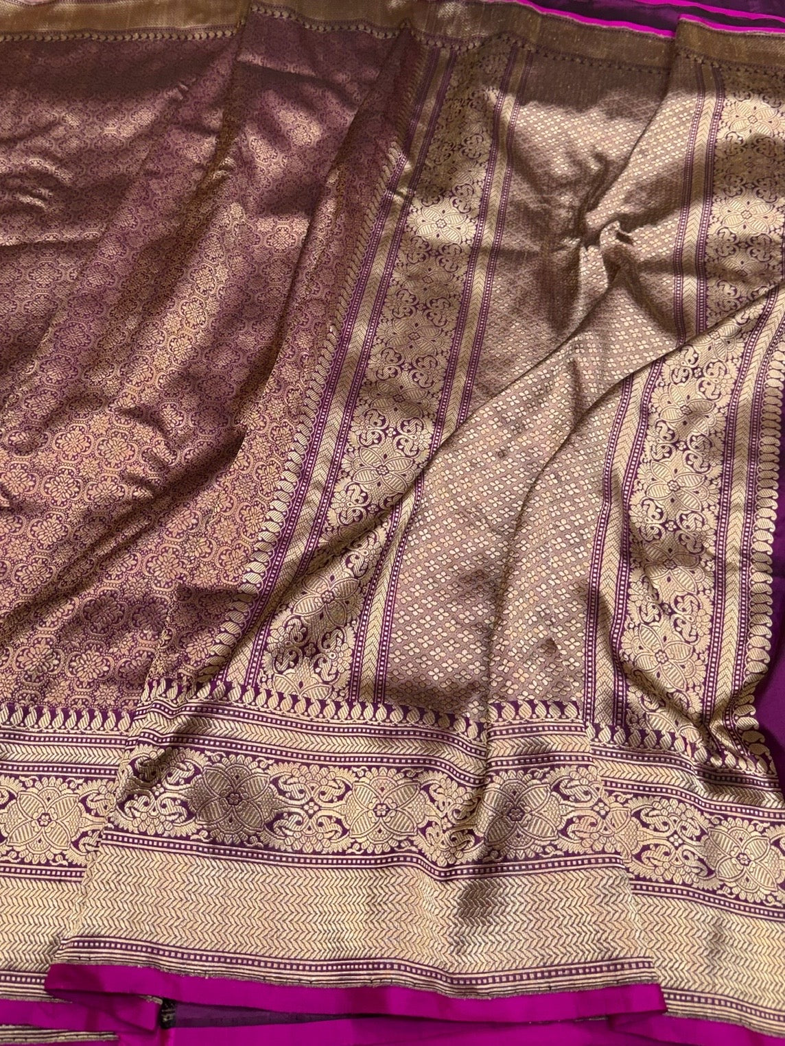 Magenta Pure Banarasi Silk Brocade Saree in Katan Mulberry Silk – Classic Banaras Weave