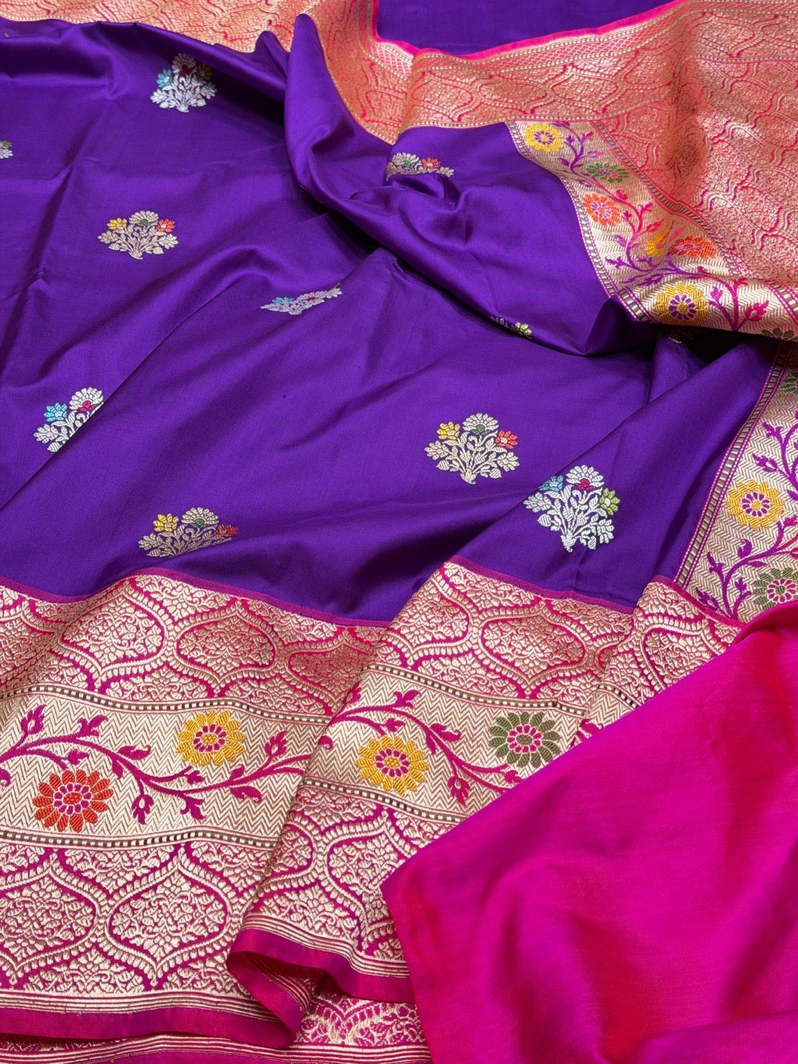 Purple Handwoven Pure Banarasi Ektara Silk Saree