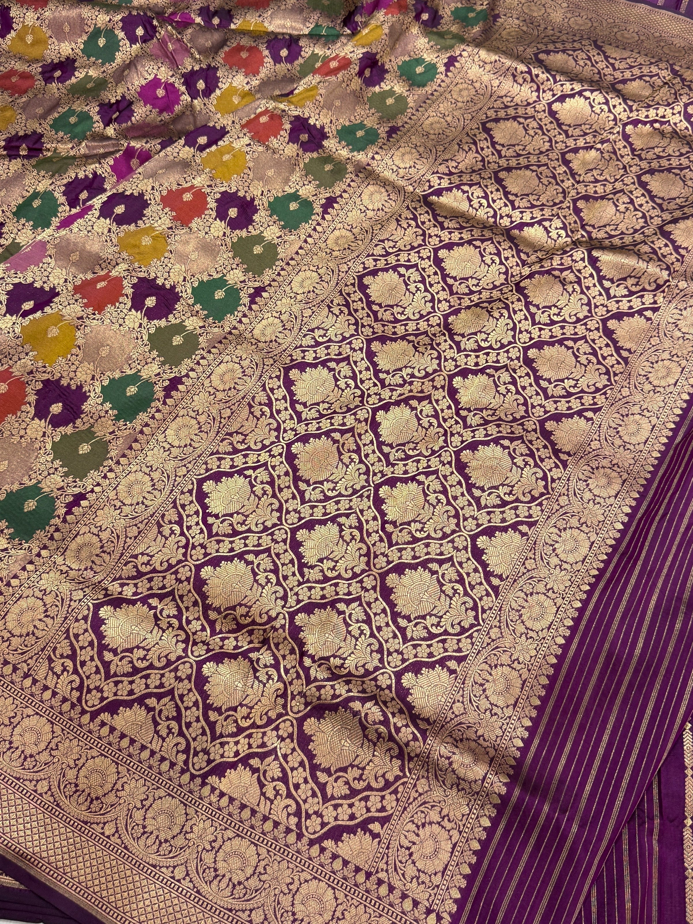 Multicolour Banarasi Pure Silk Saree β Cutwork Weave in 100% Pure Katan Silk