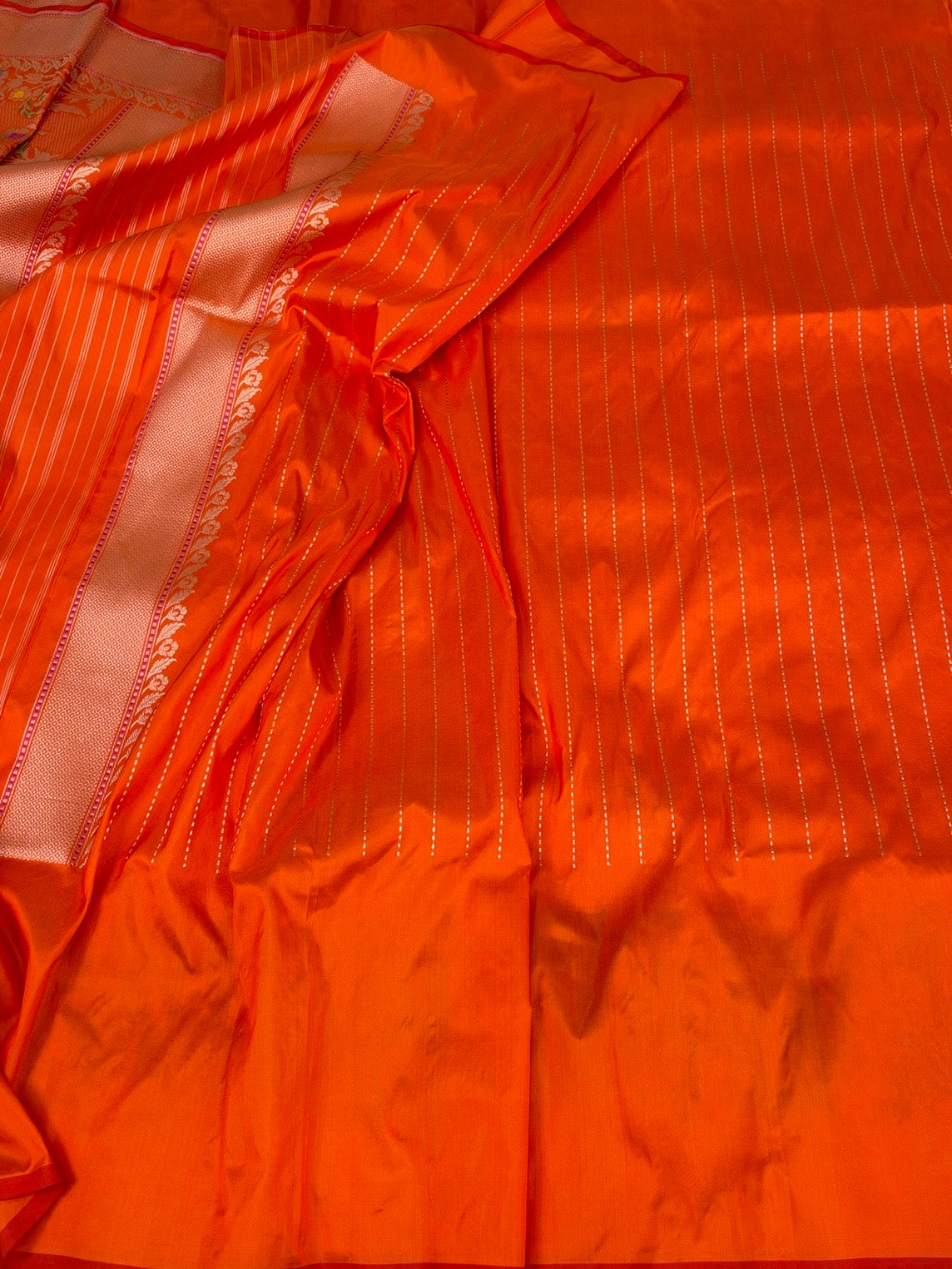 Orange Handwoven Pure Banarasi Katan Silk Saree