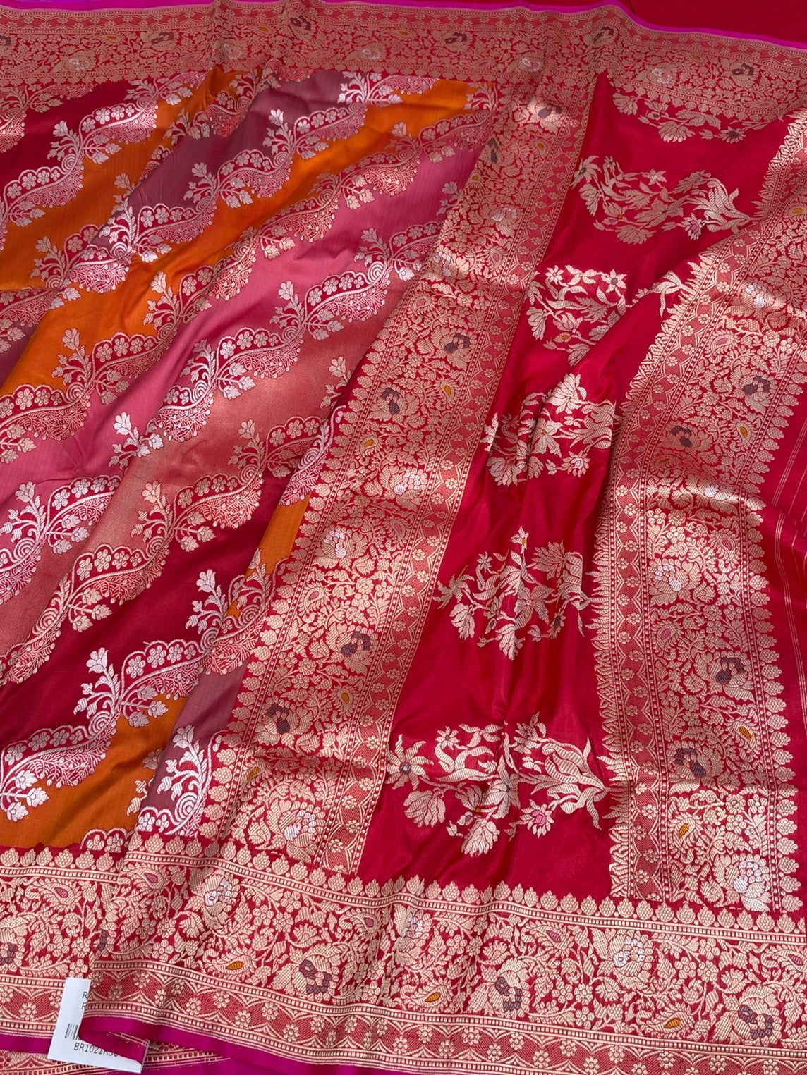 Red Handwoven Pure Banarasi Rangkaat Silk Saree