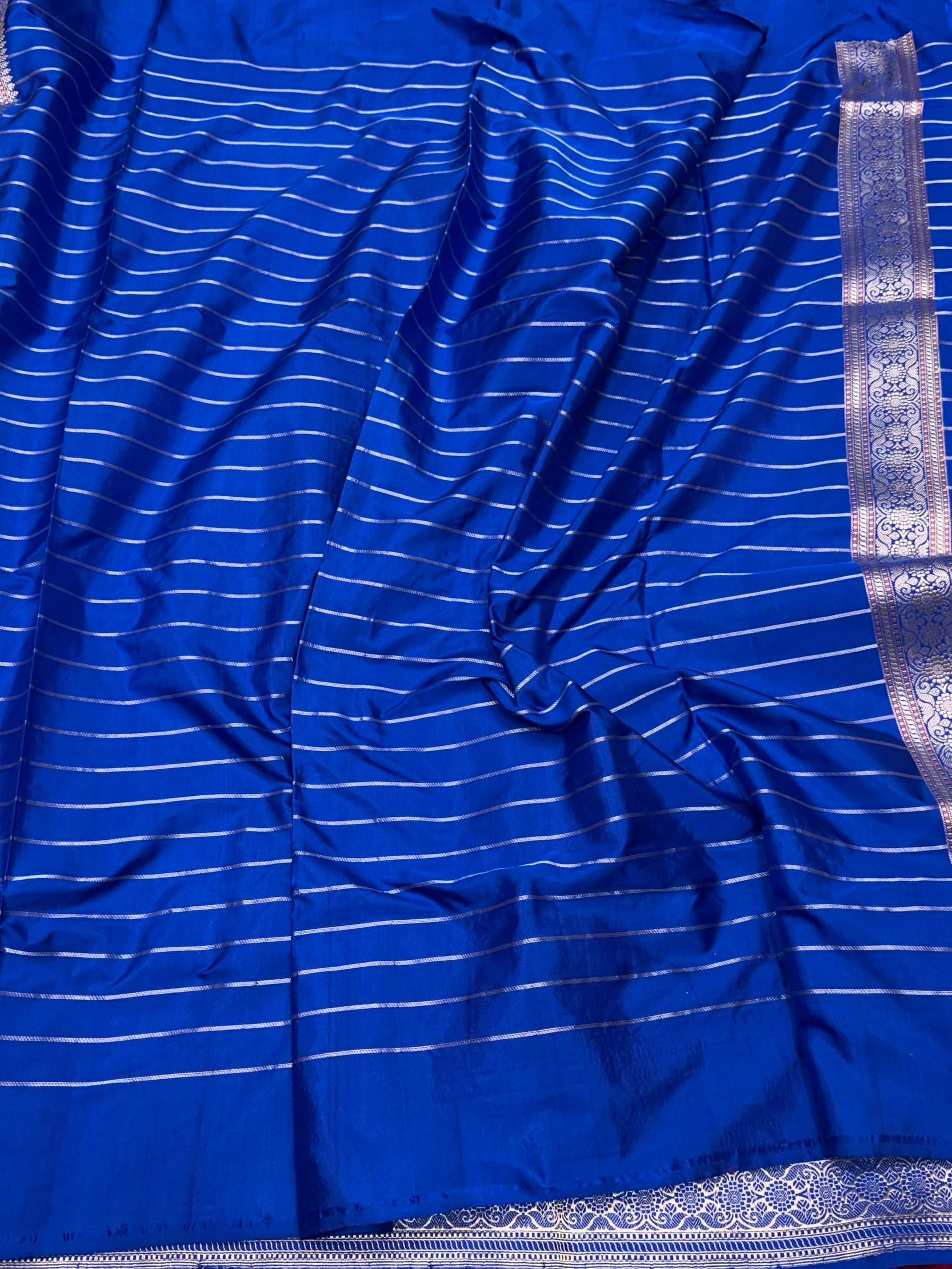 Royal Blue Handwoven Pure Banarasi Silk Saree – Luxury Kadwa Handloom Wedding & Festive Saree