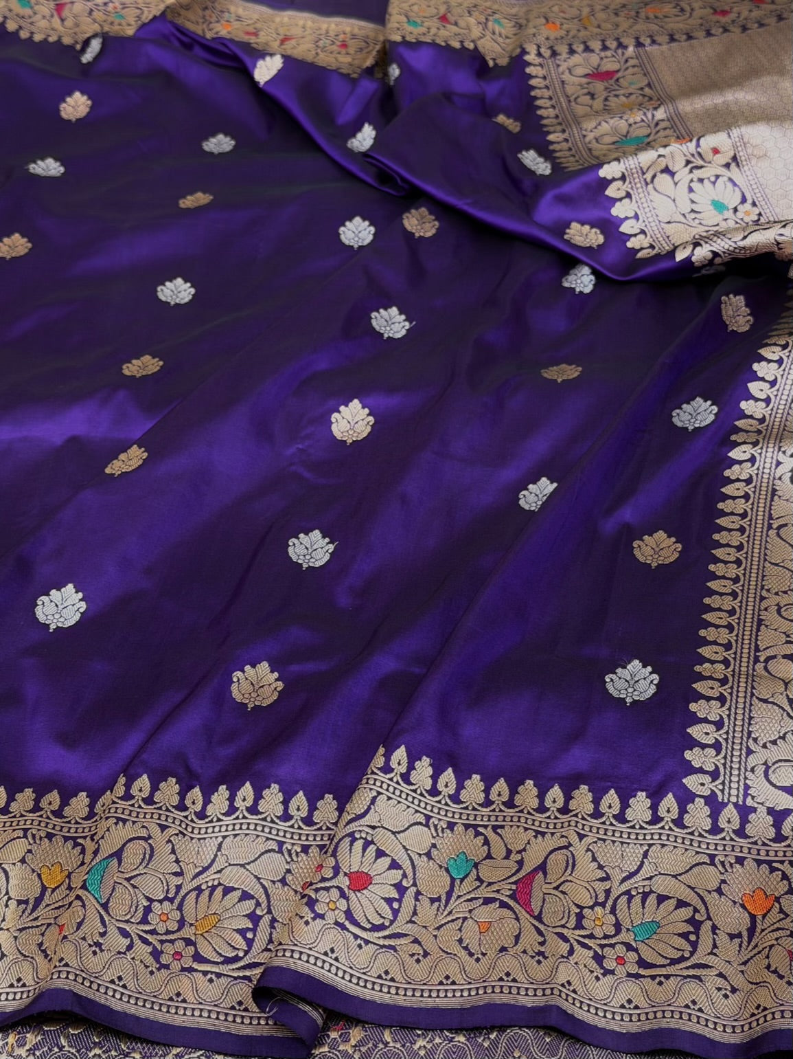 Purple Handwoven Pure Banarasi Katan Silk Saree