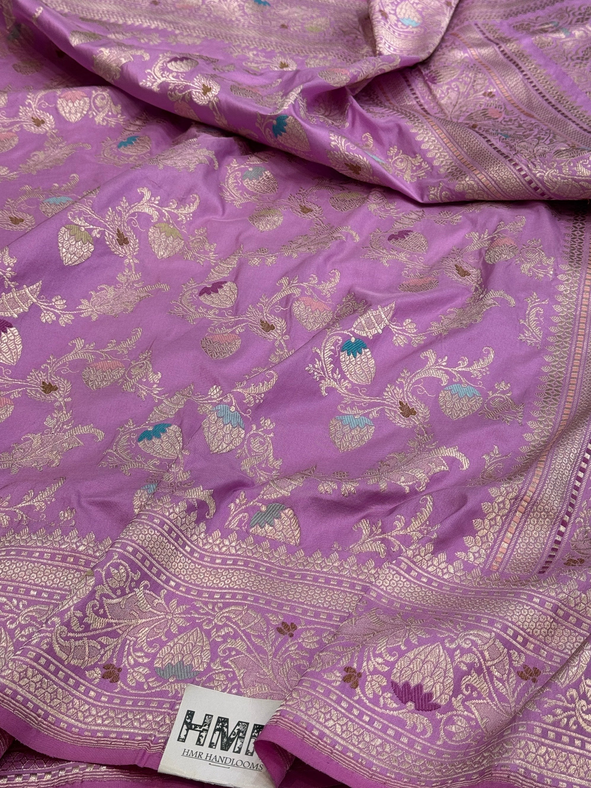 Lavender Handwoven Pure Banarasi Silk Saree